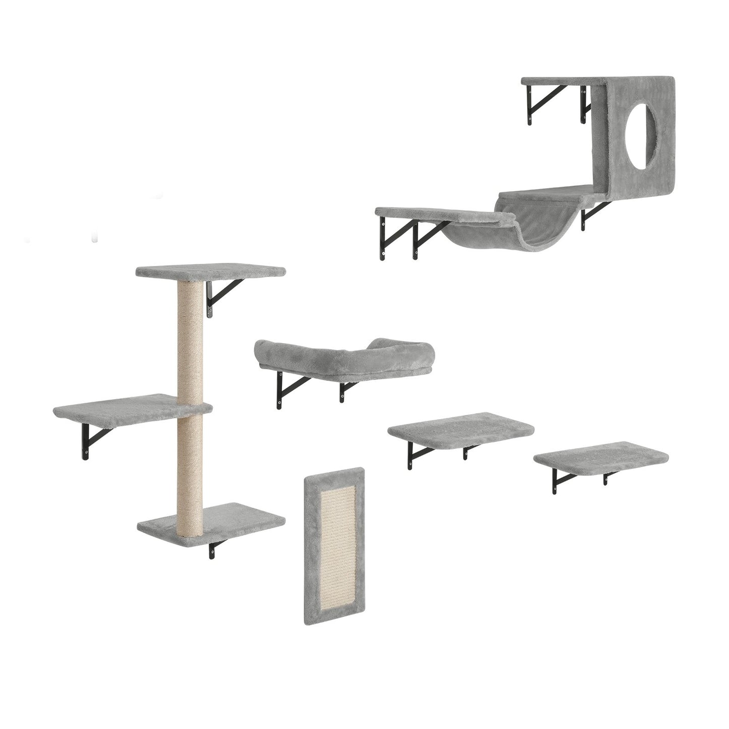 VEVOR Wall Mounted Cat Shelves, Cat Wall Shelves and Perches with Jumping Boards, Hammock,-$55