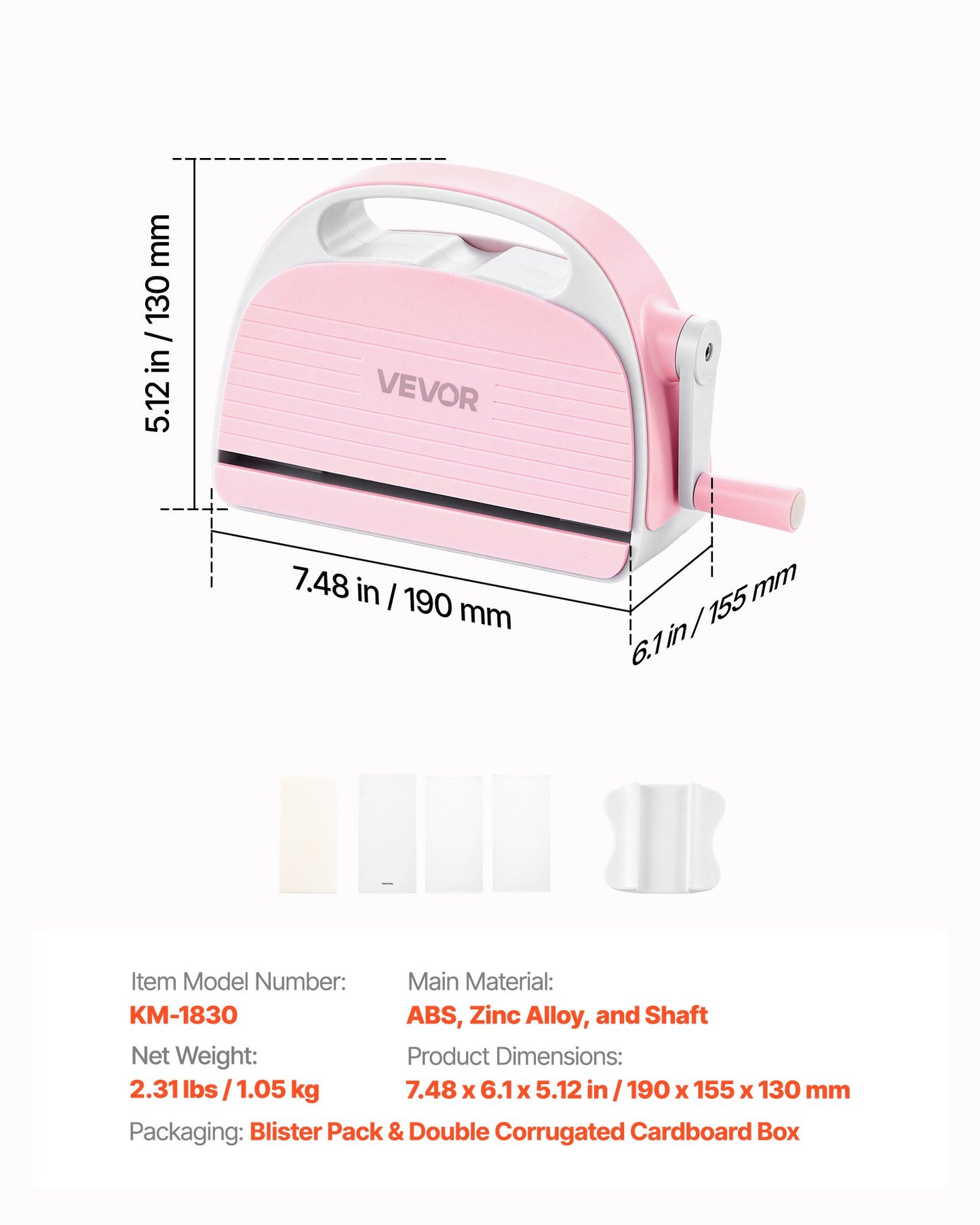 VEVOR Manual Die Cutting and Embossing Machine, 3" Opening, Portable Die Cut Machine with Cutting Plates,-$30
