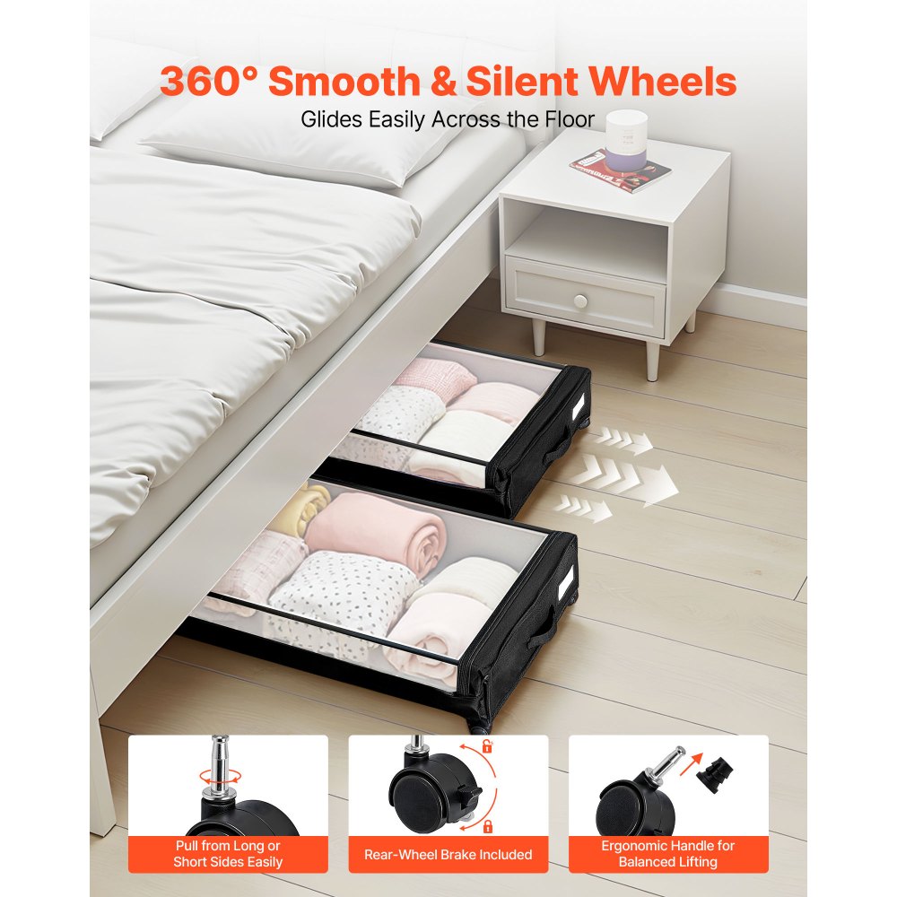 VEVOR Under Bed Storage with Wheels, 30.3 x 18.5 x 6.8 inch, Underbed Containers,-$30
