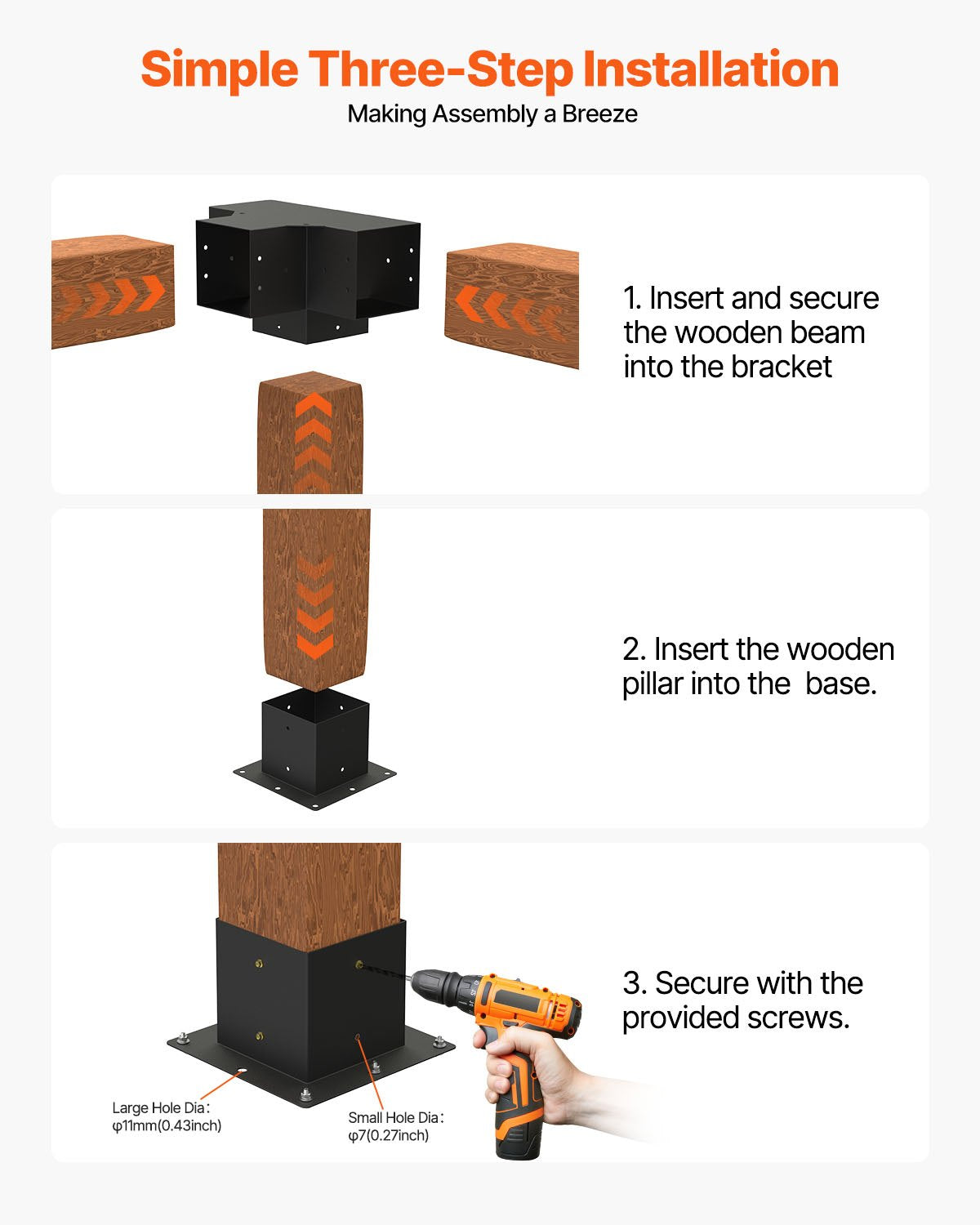 VEVOR Pergola Bracket Kit 6''x6''(Inner Size 5.6x5.6), 4pcs 4-Way Heavy Duty Corner Bracket,-$110