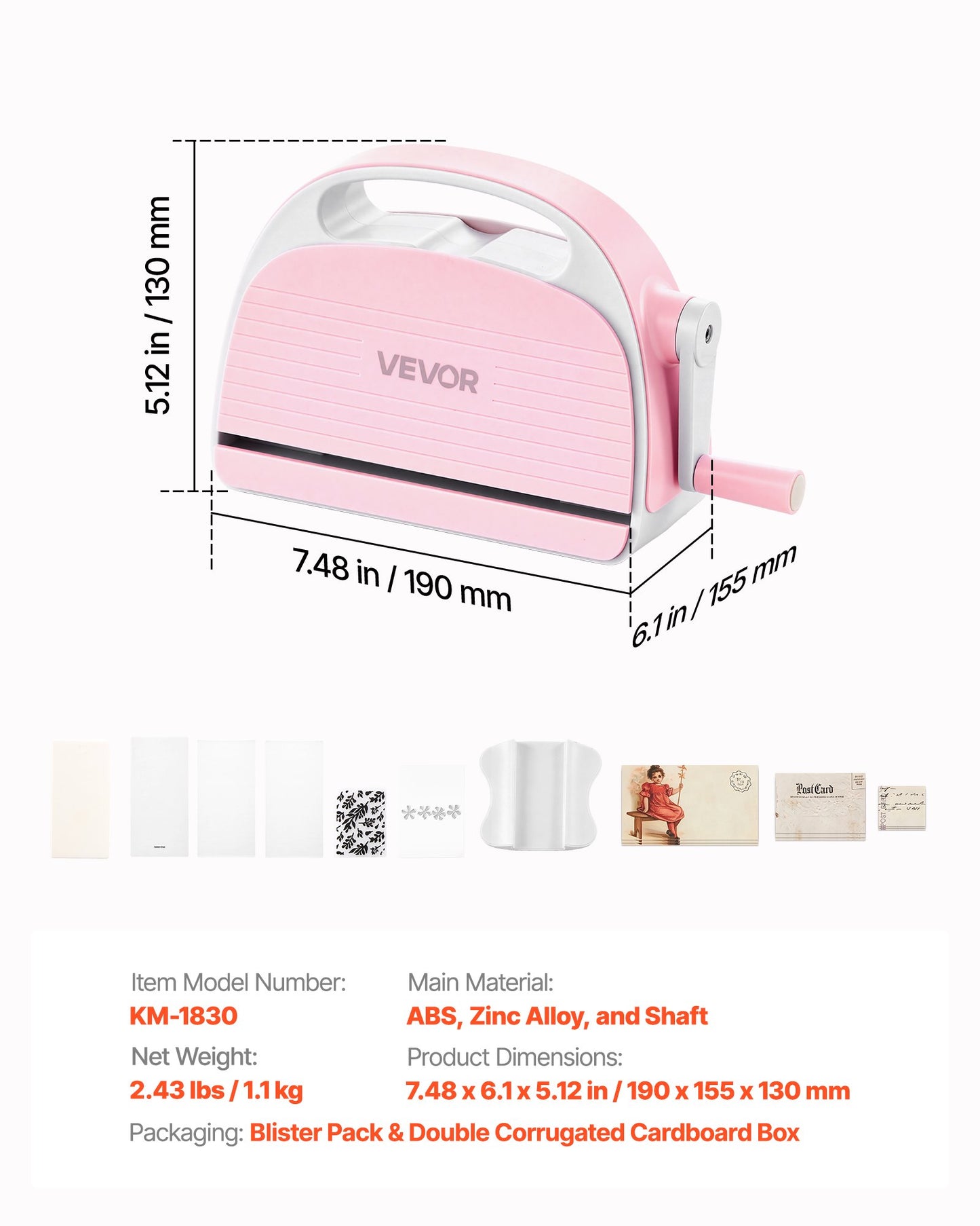 VEVOR Manual Die Cutting and Embossing Machine, 3" Opening, Portable Die Cut Machine Set,-$30