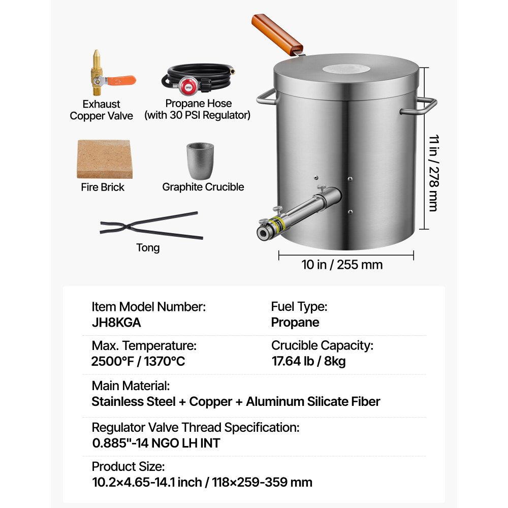 VEVOR Propane Melting Furnace Kit, 8KG/18lbs Gas Metal Melting Furnace Kit, Foundry Home Kiln,-$100