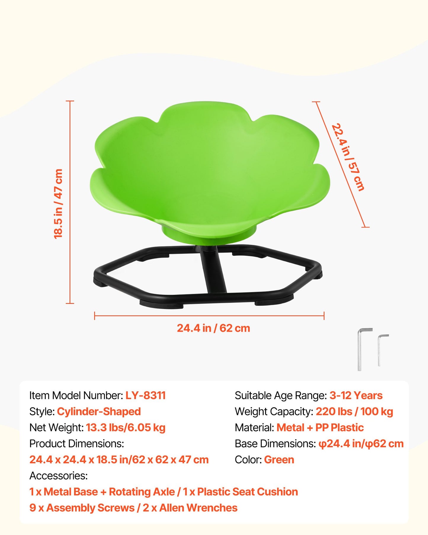 VEVOR Kids Swivel Chair, 220 lbs Capacity, Cylinder Shape Spinning Chair, Sensory Toy Seat,-$80