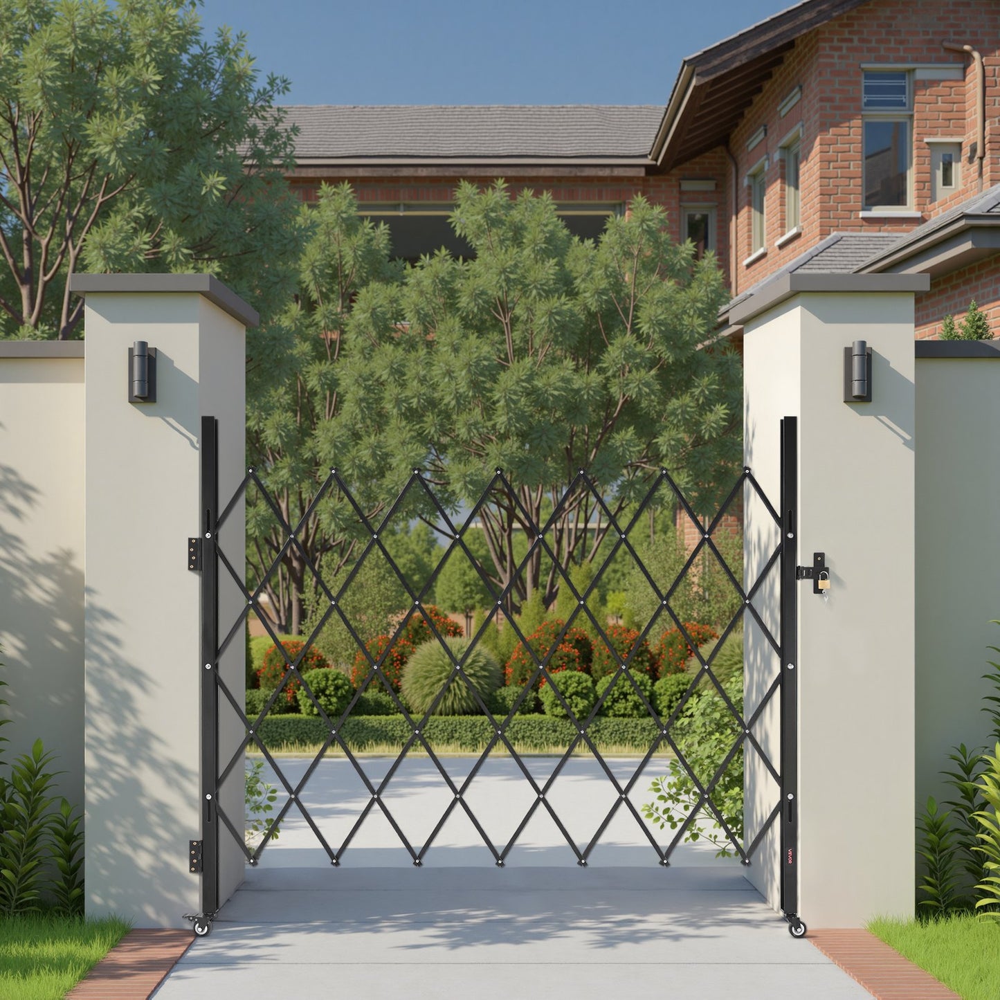 VEVOR Single Folding Security Gate, Lockable Scissor Gate with 360° Swivel Casters,-$85
