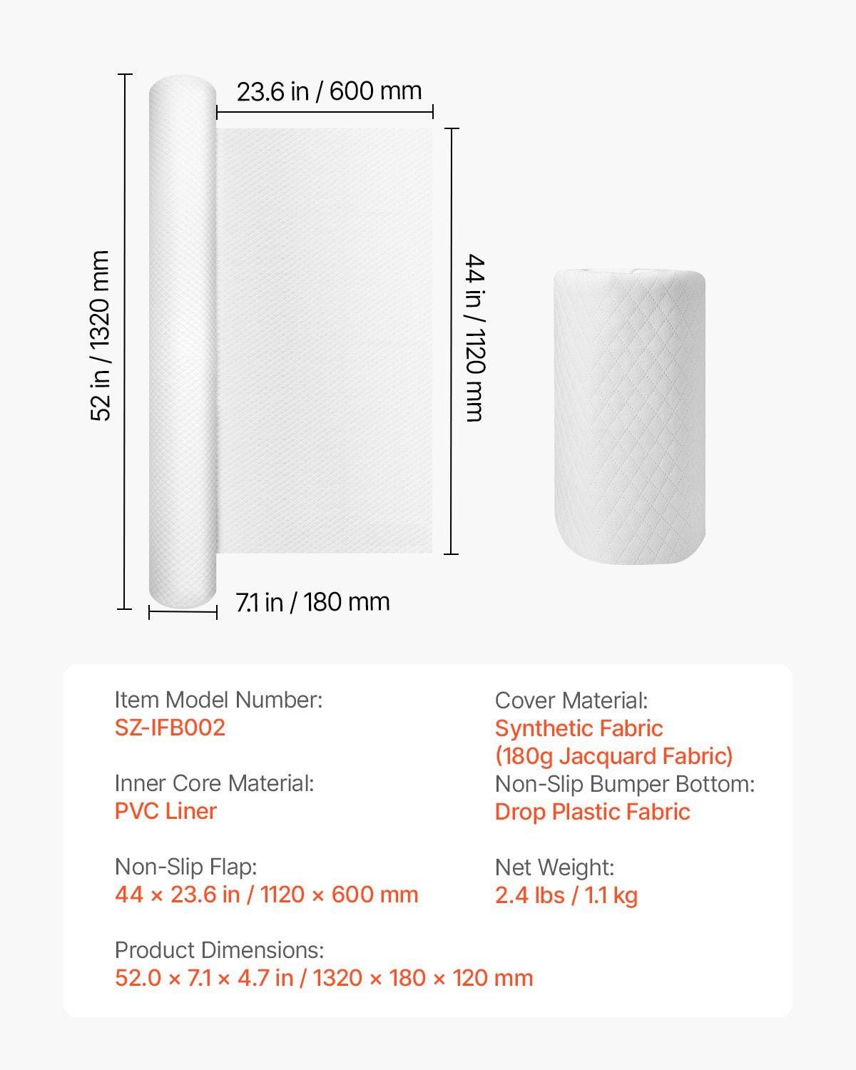 VEVOR Bed Bumper for Toddler, 52-inch Inflatable Bed Guard Rail with Safety Flap, 1-Pack-$10