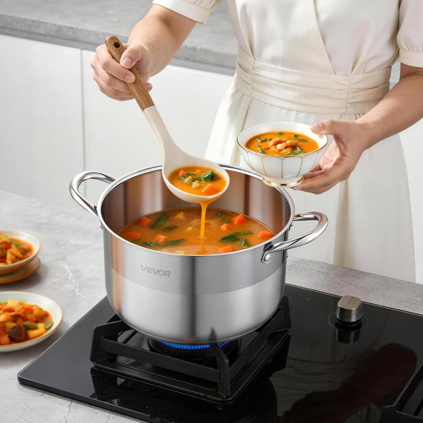 VEVOR Stainless Steel Stock Pot, 8-Quart Stainless Steel Stockpot with Glass Lid, PFOA/PFAS-Free,-$20