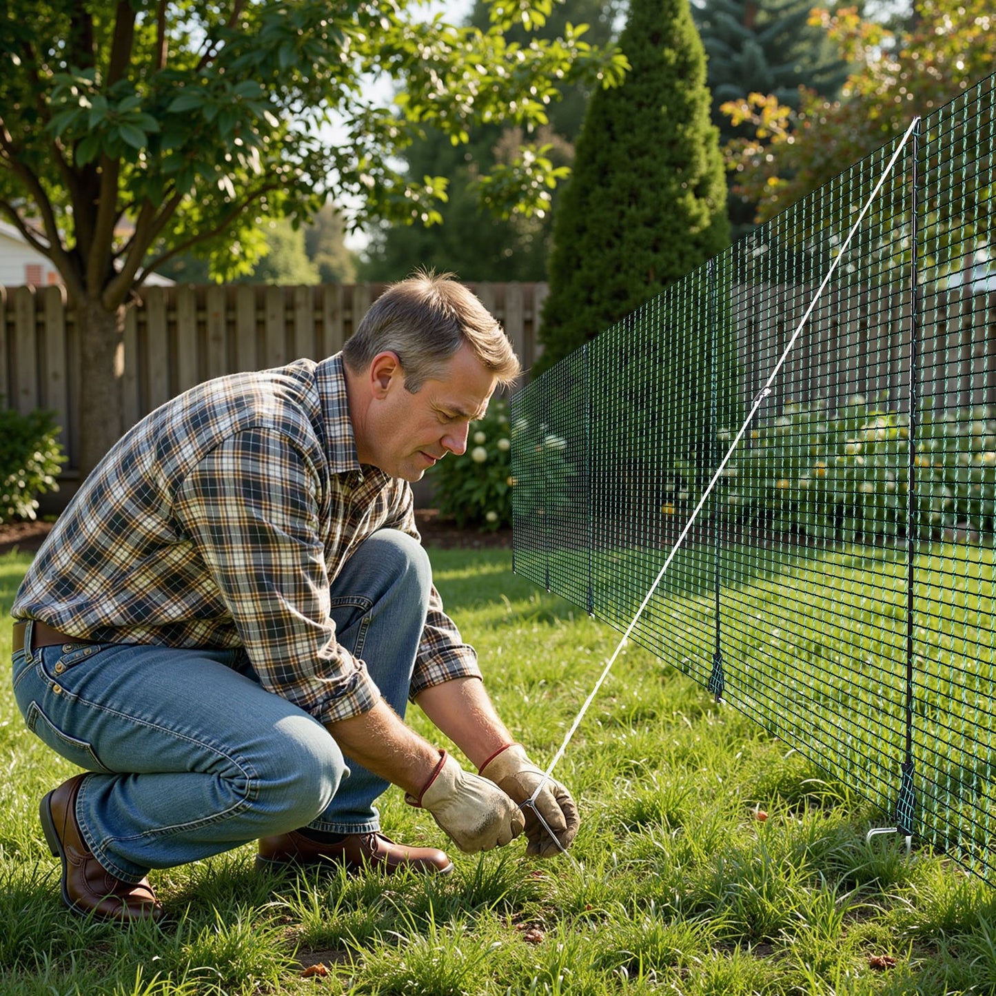 VEVOR Temporary Fence with Posts, 3.9 x 98.4 FT Plastic Mesh Fencing, Garden Safety Netting,-$65