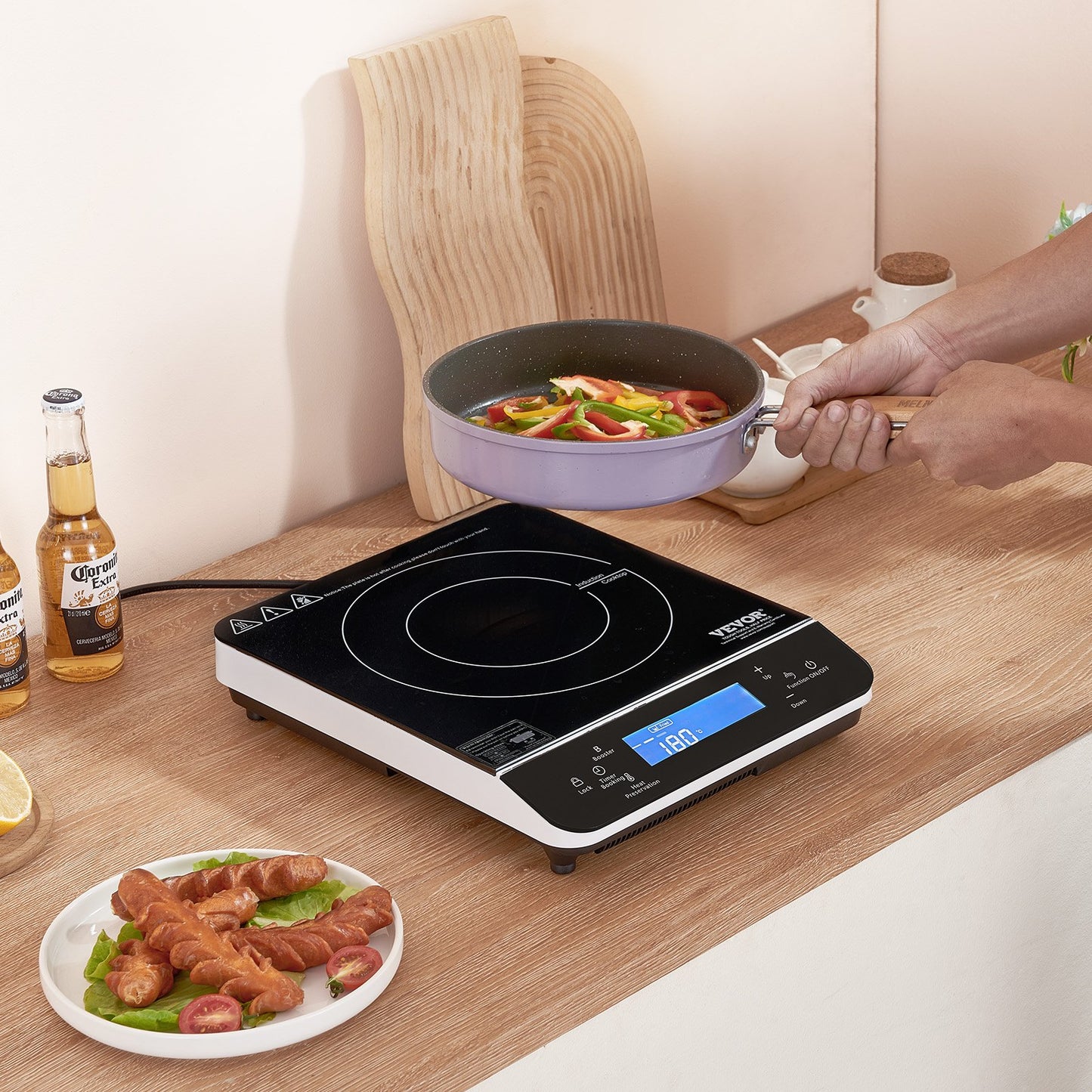 VEVOR Portable Induction Cooktop, 1500W Electric Induction Burner with 9 Temperature Settings,-$45