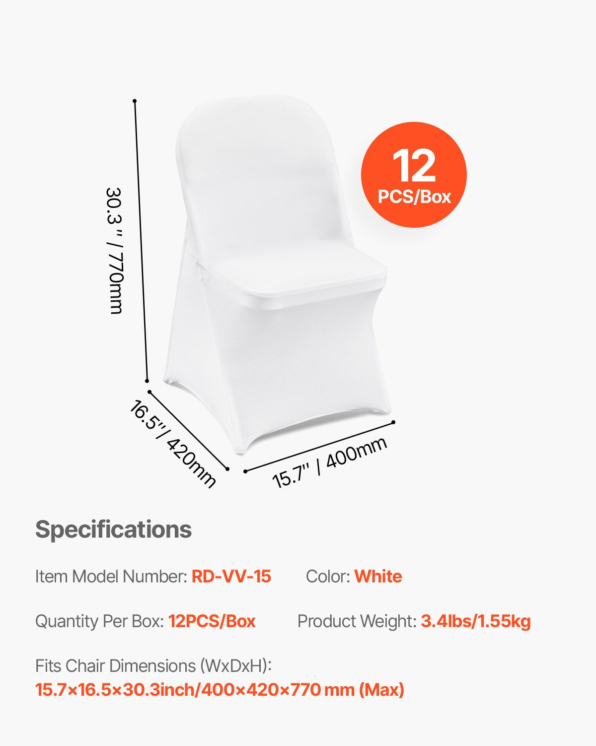 VEVOR Stretch Spandex Folding Chair Covers, Universal Fitted Chair Cover, Removable Washable,-$25