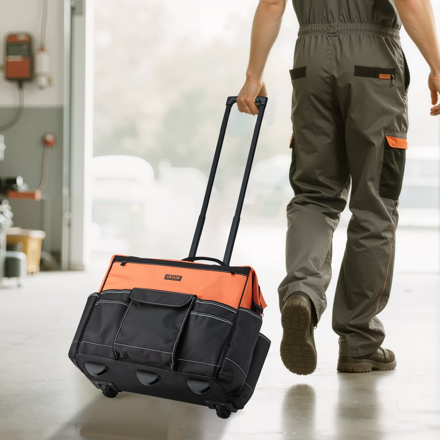VEVOR Rolling Tool Bag, 110 lbs Load Capacity, 27 Pockets Heavy Duty Roller Tool Bag on Wheels,-$70
