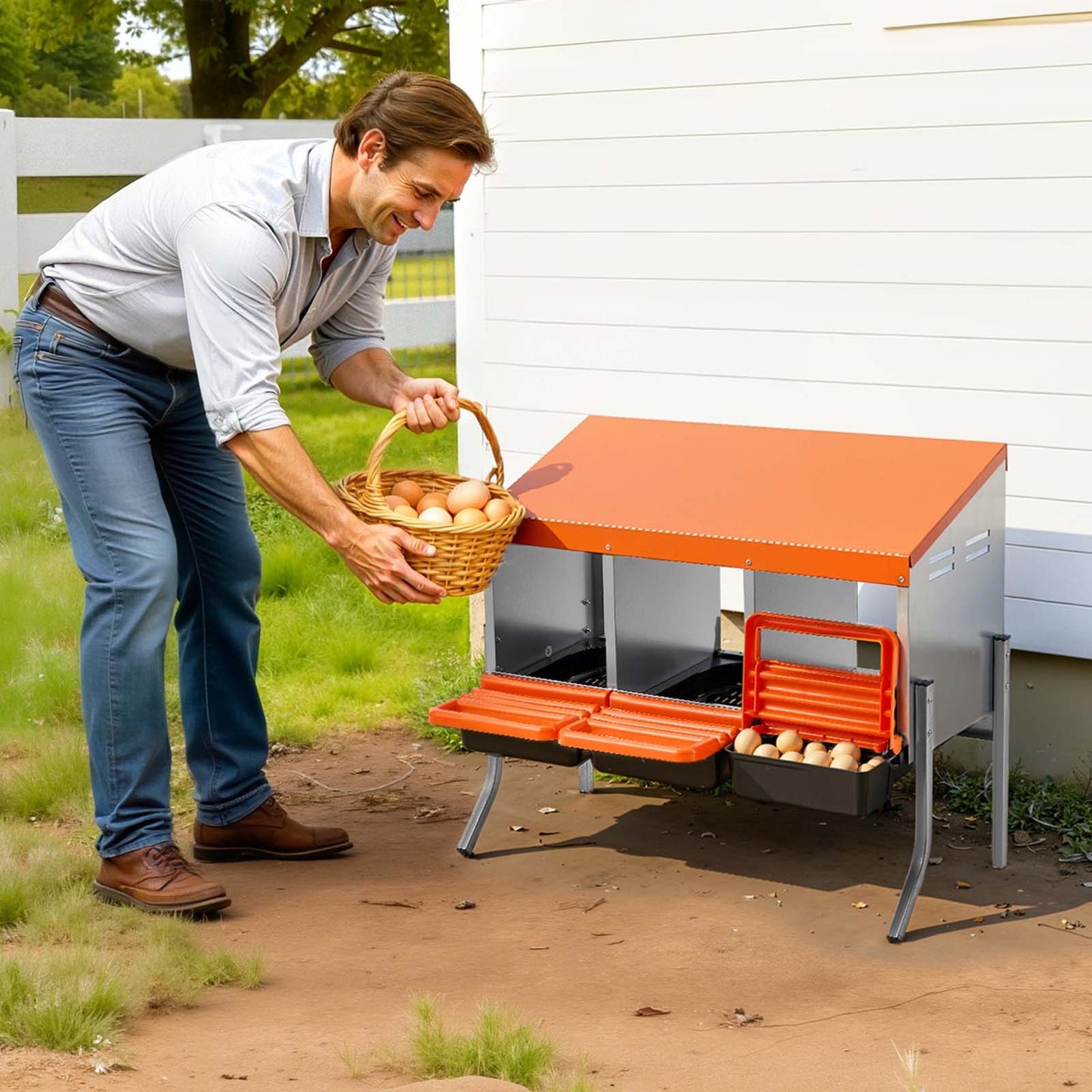 VEVOR Chicken Nesting Boxes, 3 Compartments, with Support Legs, Easy Egg Collection,-$70