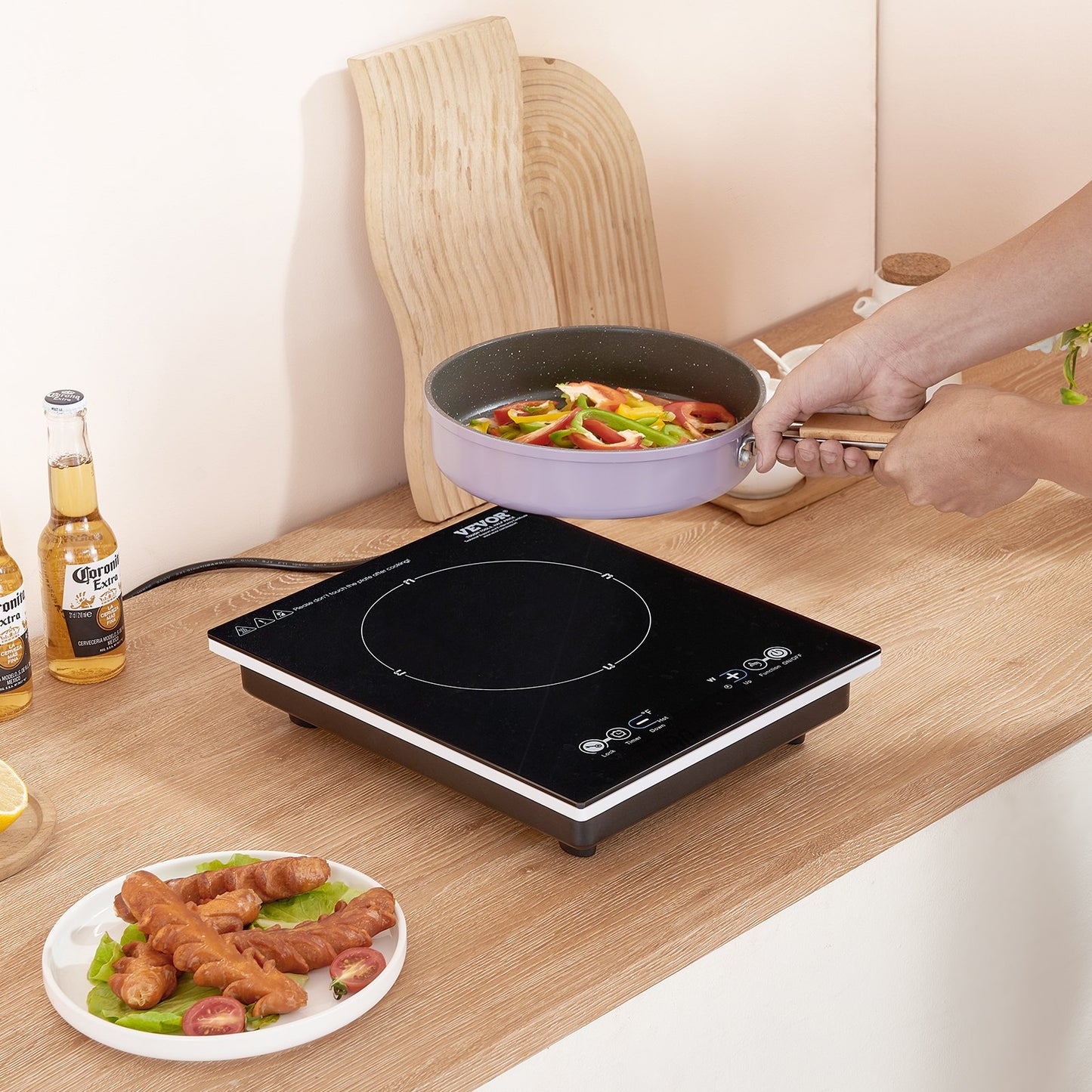 VEVOR Portable Induction Cooktop, 1800W Electric Induction Burner with 9 Temperature Settings,-$50