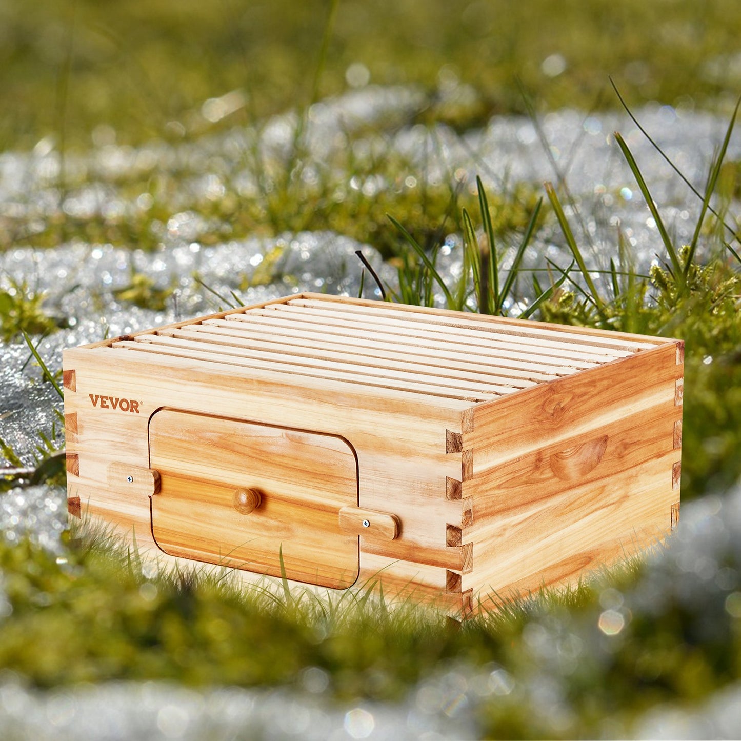 VEVOR Bee Hive Deep Box Starter Kit, 100% Beeswax Coated Natural Fir Wood,-$45