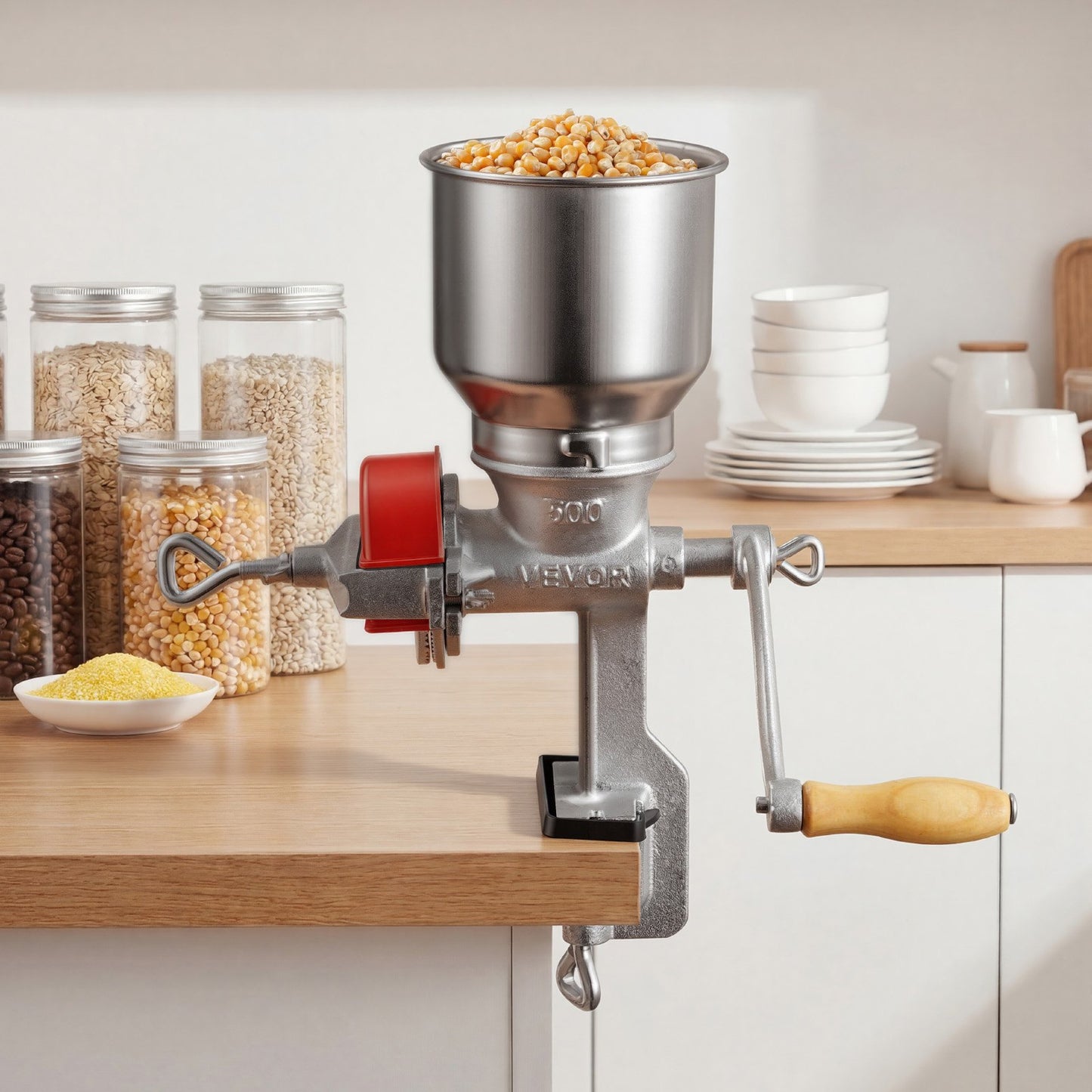 VEVOR Manual Grain Mill with Low Hopper, Hand-Crank Corn Grinder, Heavy Duty Cast Iron Wheat,-$30