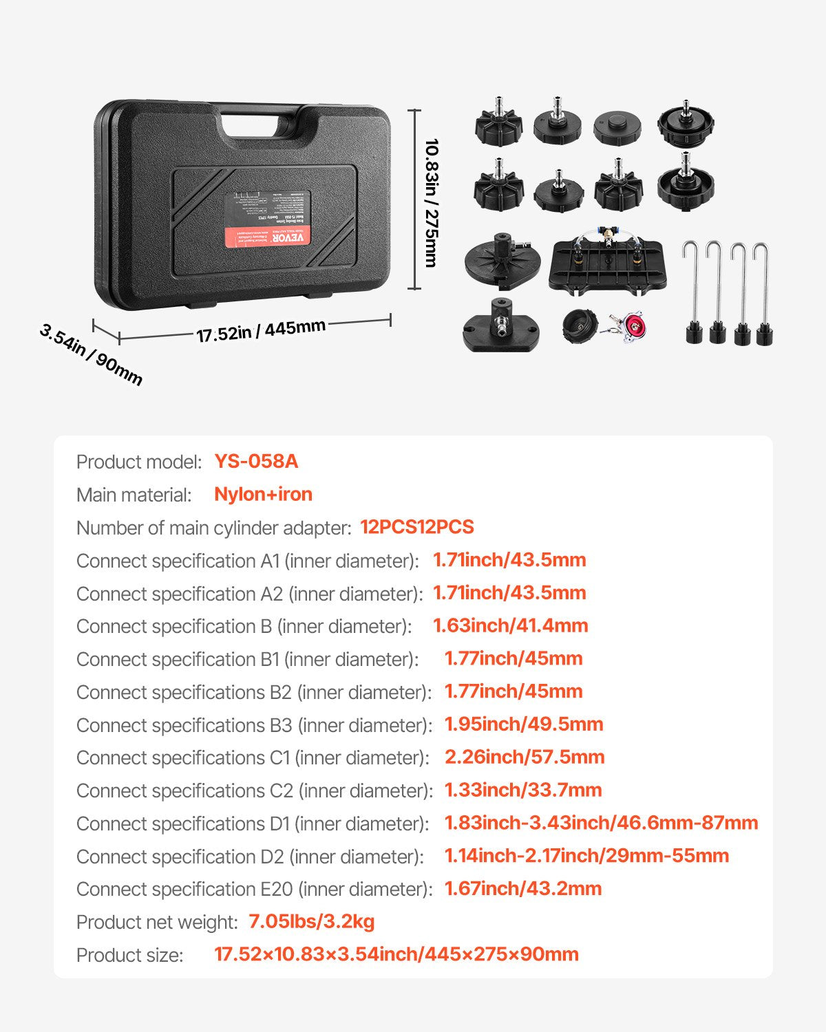 VEVOR Brake Master Bleeder Kit, 12 Pcs, Professional Brake Bleeder Adapter Set with Complete Kit,-$50