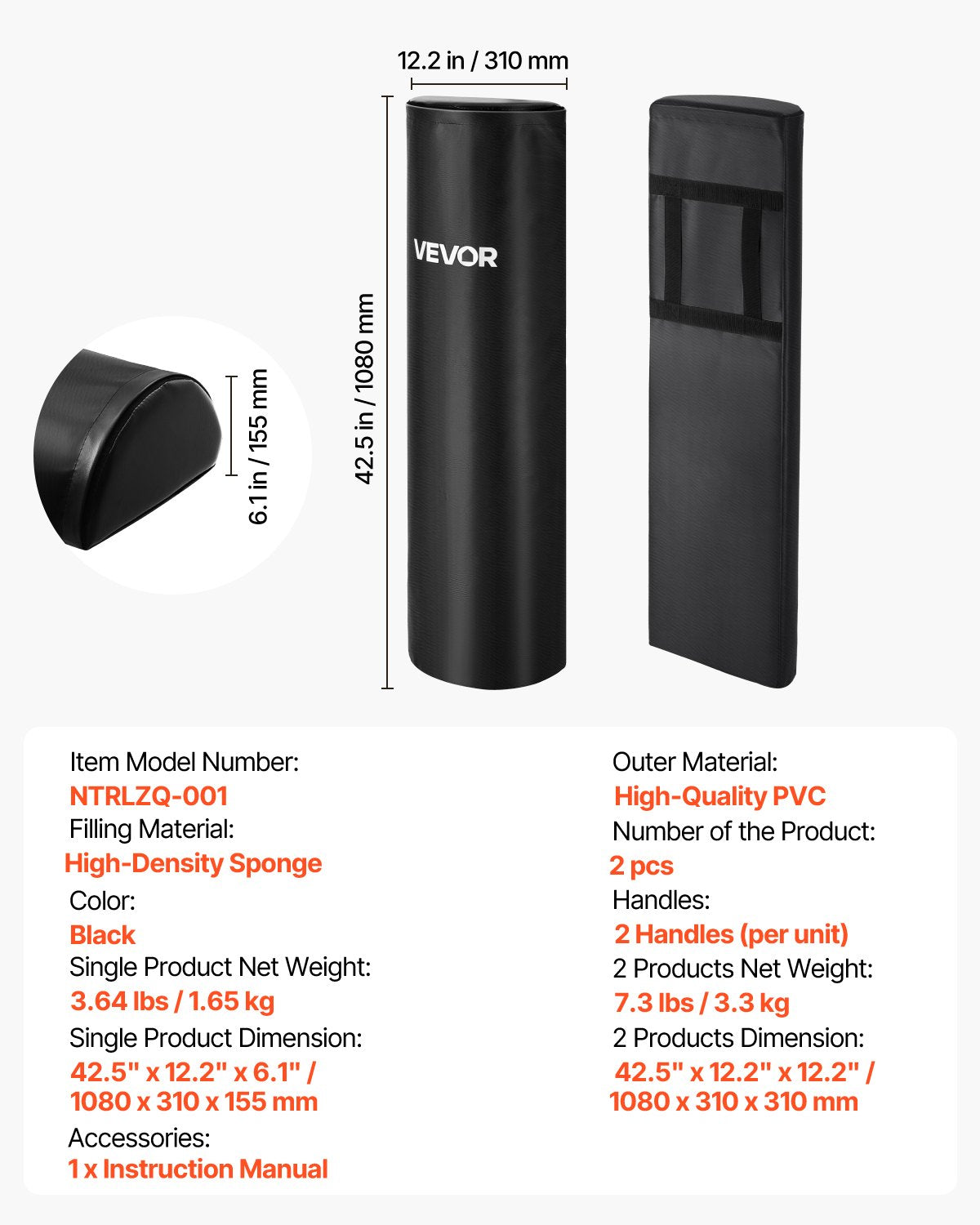 VEVOR Football Tackling Dummy, 42.5 in PVC Step Over Dummy, High-Density Sponge,2PCS,-$80