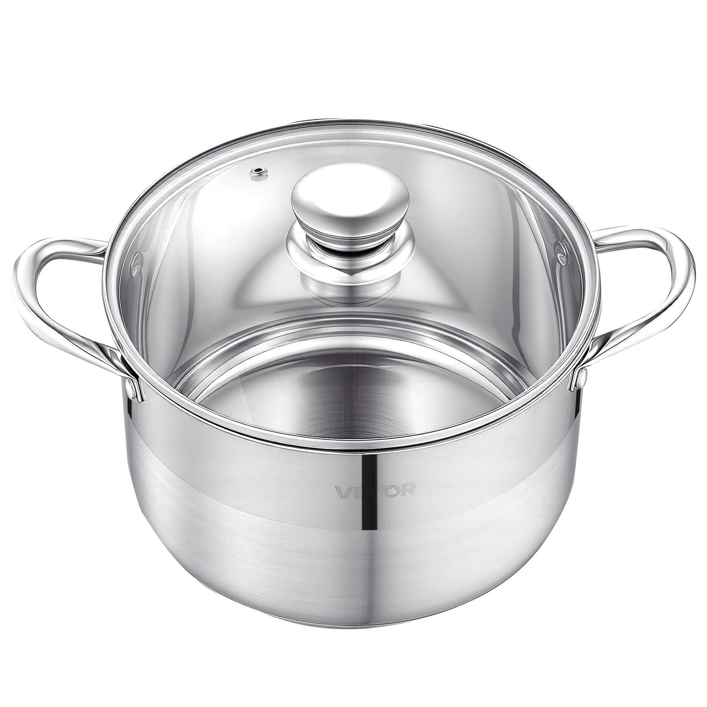 VEVOR Stainless Steel Stock Pot, 8-Quart Stainless Steel Stockpot with Glass Lid, PFOA/PFAS-Free,-$20