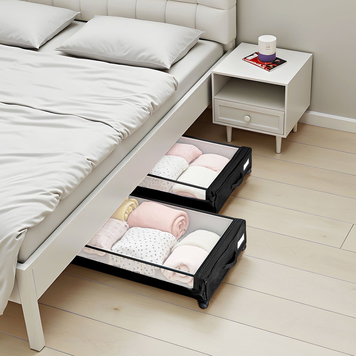 VEVOR Under Bed Storage with Wheels, 30.3 x 18.5 x 6.8 inch, Underbed Containers,-$30