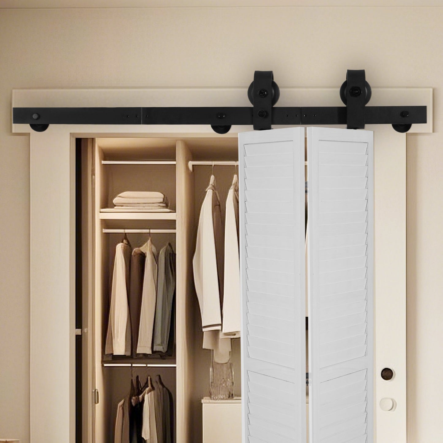 VEVOR Bi-Folding Sliding Barn Door Hardware Track Kit, 36" Top Mount Track Kit, Slide Smoothly,-$35
