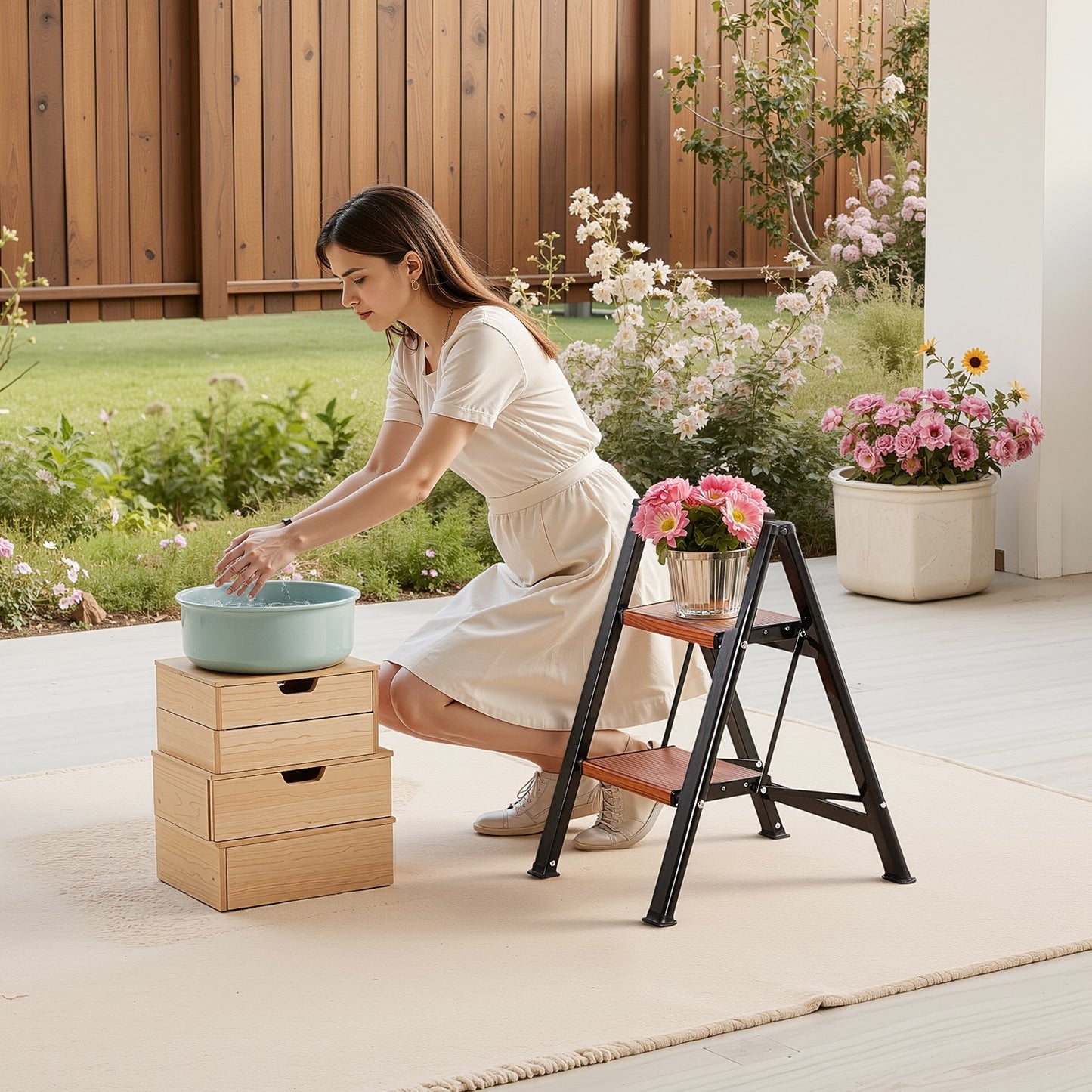 VEVOR 2 Step Ladder, Folding Step Stool with Wide Anti-Slip Pedal and Comfort Handgrip,-$30