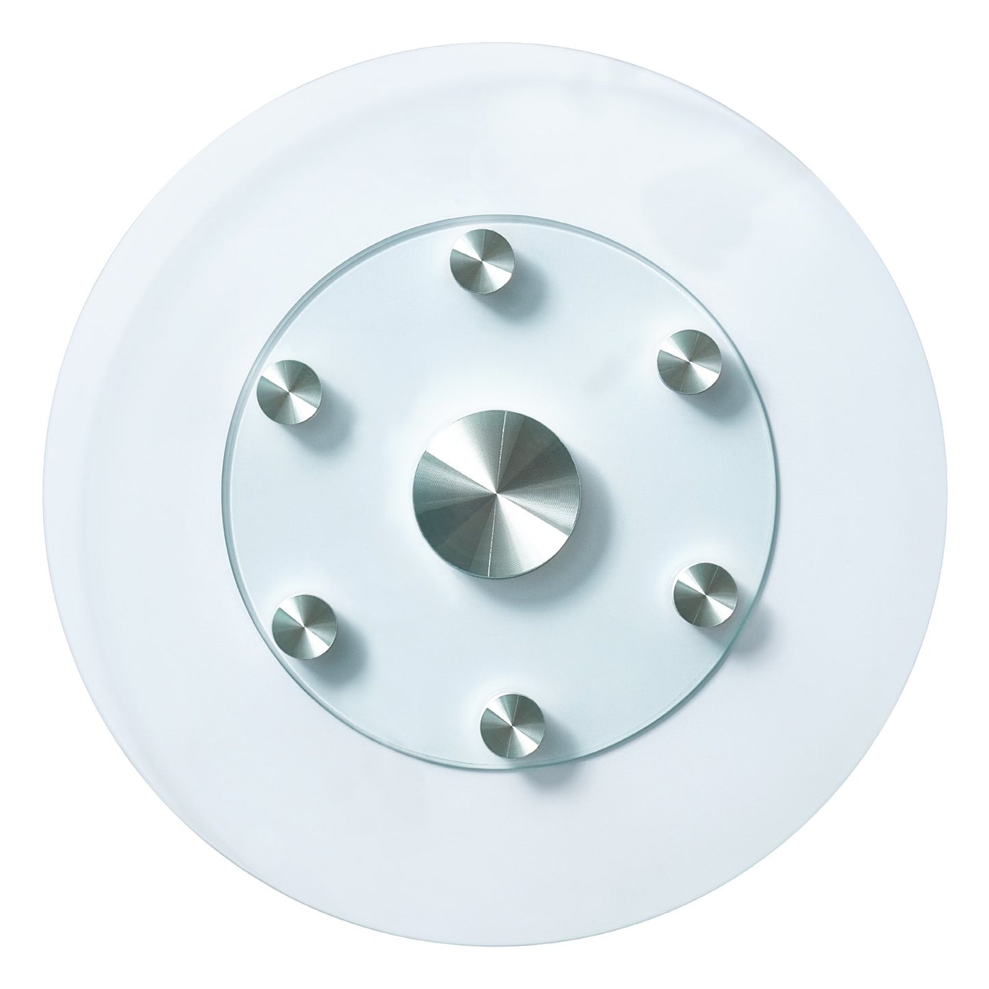 VEVOR 24 in Glass Lazy Susan Turntable, Tempered Glass Dining Table Centerpiece with 6 Rotating Wheels,-$45