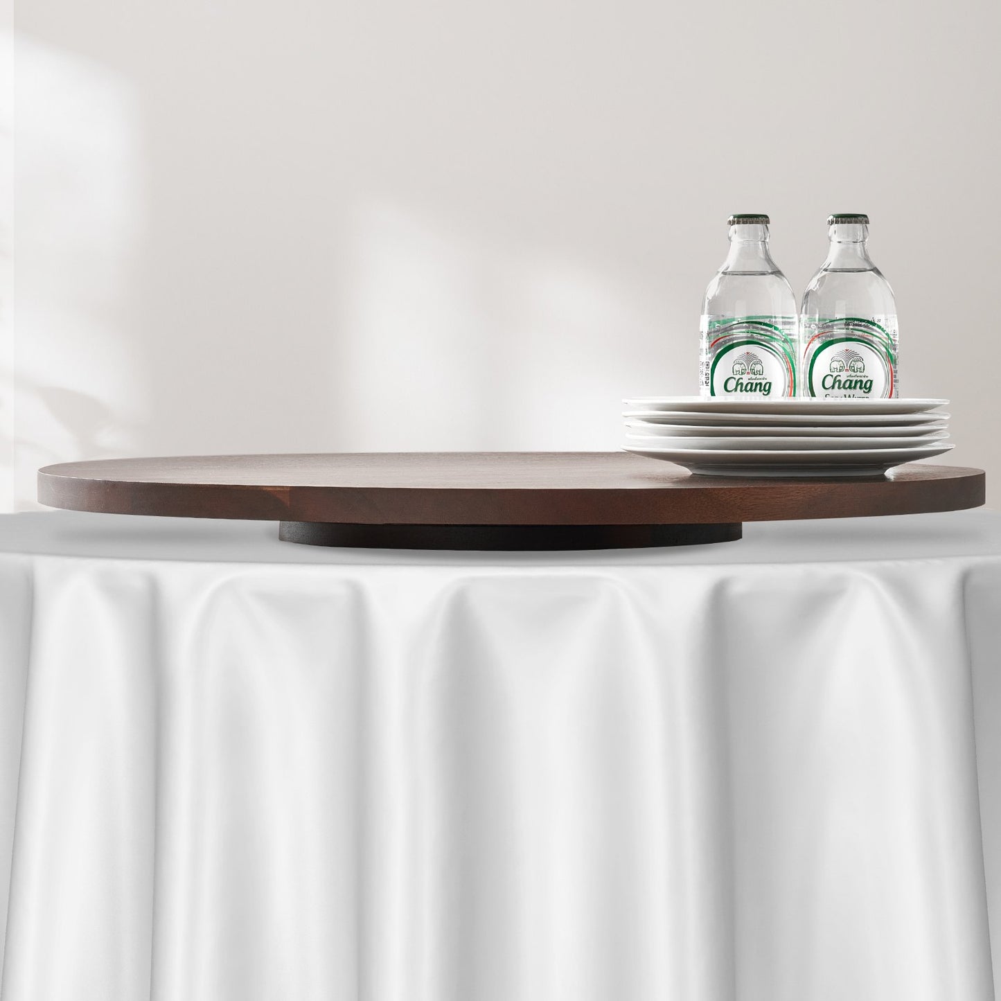 VEVOR 24 in Wood Lazy Susan Turntable, 360° Rotation Round Clear Tabletop Rotating Tray,-$60