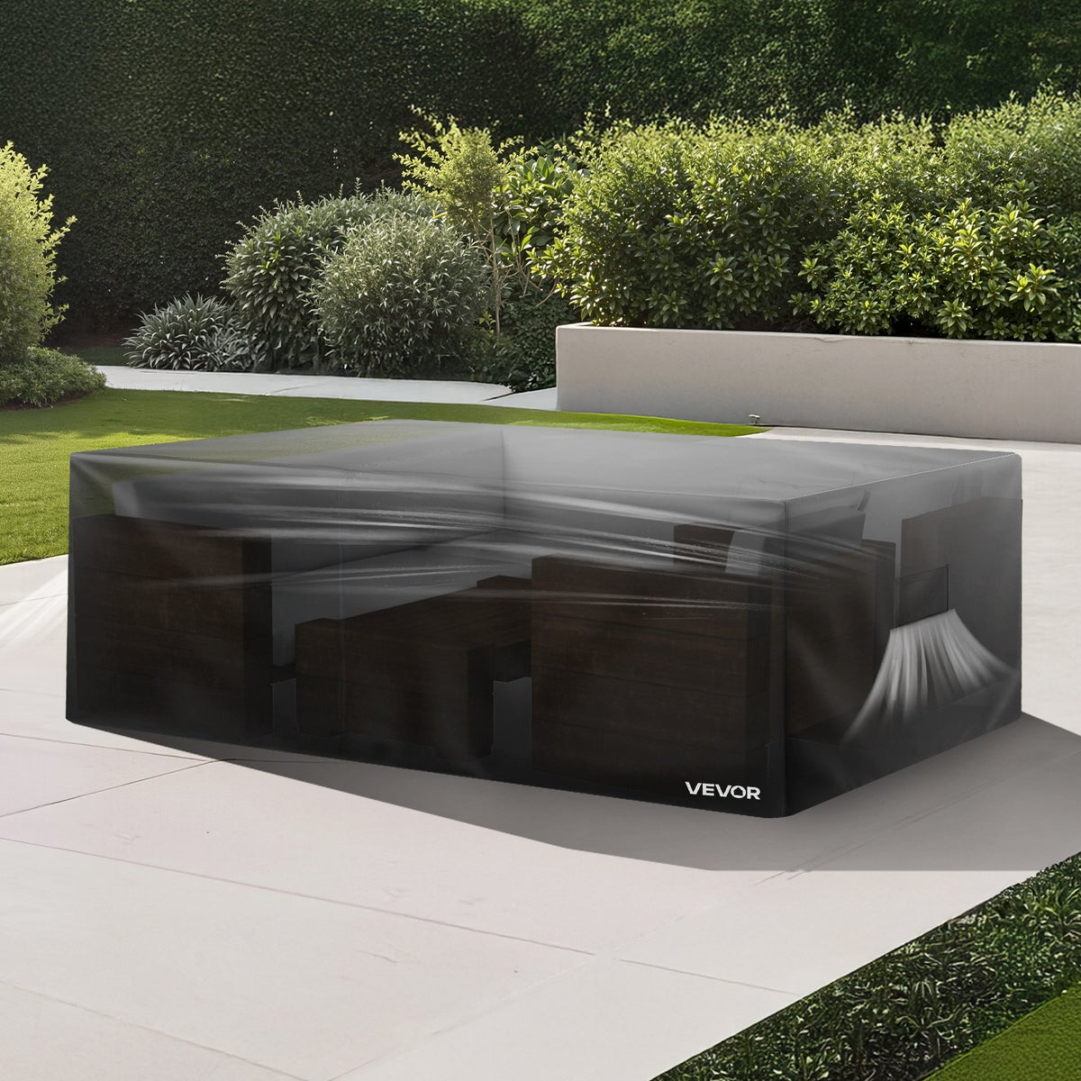 VEVOR Large Rectangular Outdoor Patio Furniture Cover, 420D Heavy Duty Waterproof  w/Air Vent F/All Weather