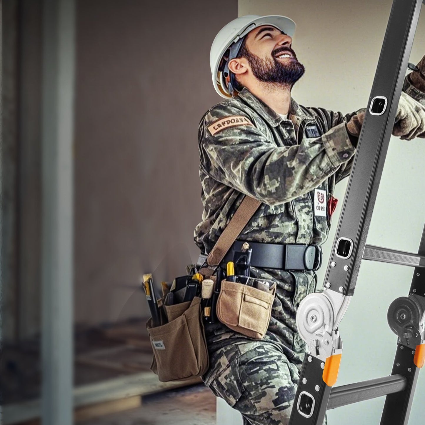 VEVOR Multi-Purpose Folding Ladder, 7-in-1 Tall Extension Step Ladder, A Frame 5 Step Telescoping,-$210