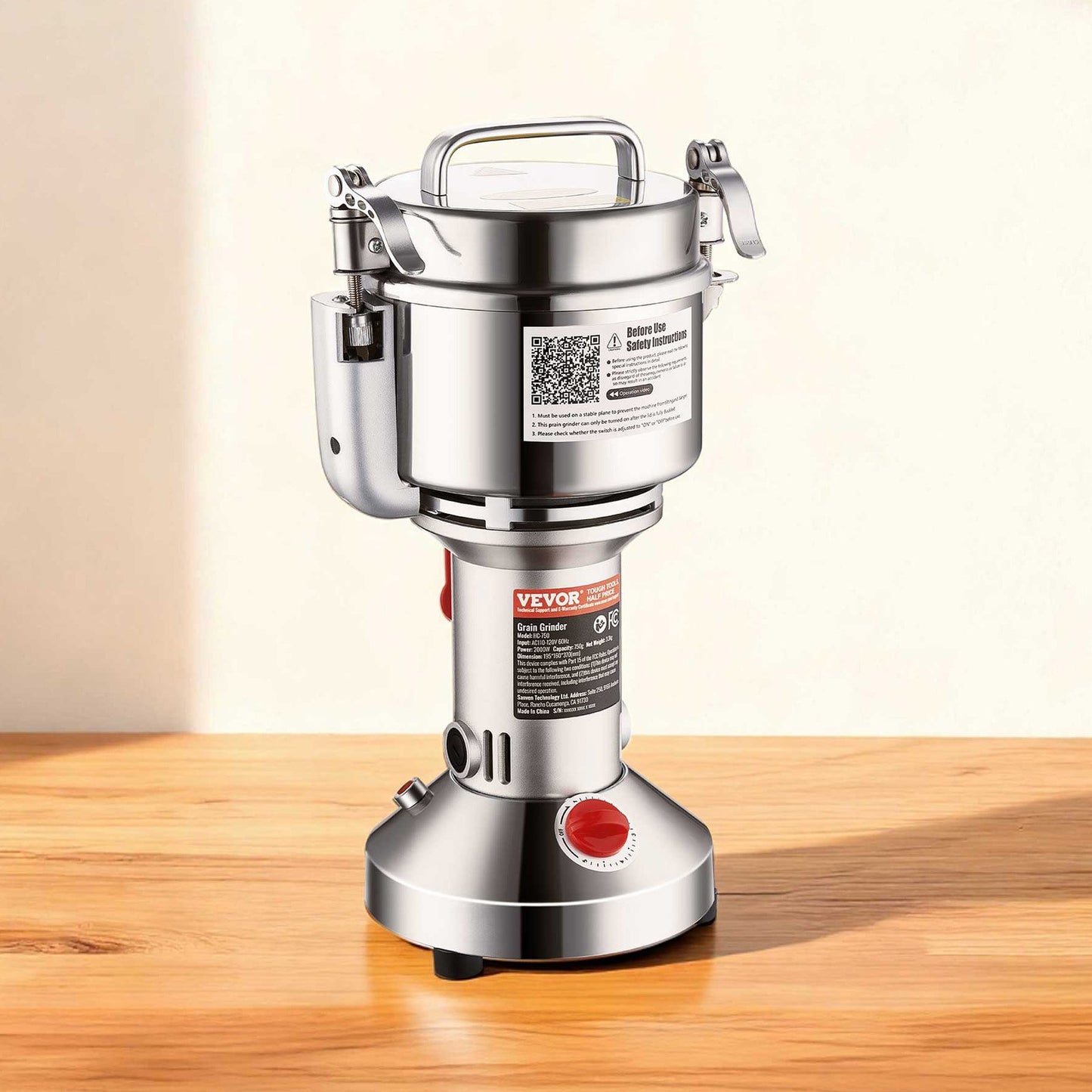 VEVOR 750g Electric Grain Mill Grinder, High Speed 2000W Commercial Spice Grinders,-$65