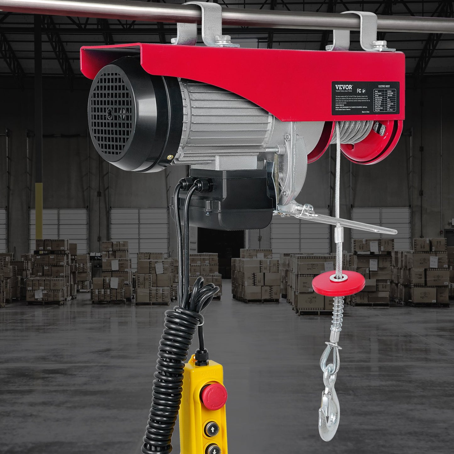 VEVOR Electric Hoist, 2200 lbs Lifting Capacity, 1600W 110V Electric Steel Wire Winch w/ 14ft Wired Remote,-$140
