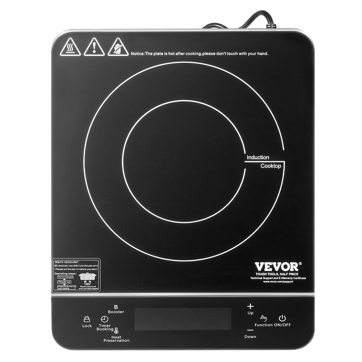 VEVOR Portable Induction Cooktop, 1500W Electric Induction Burner with 9 Temperature Settings,-$45