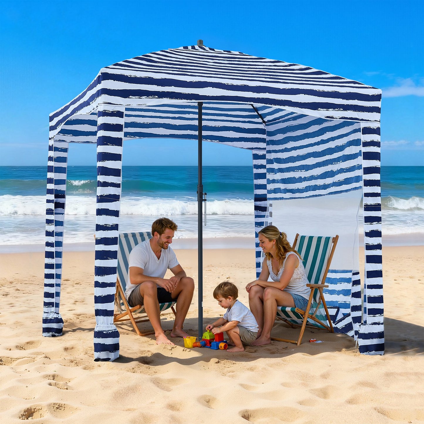 VEVOR Beach Cabana, 6 x 6 ft Beach Canopy with Side Wall, UPF 50+ Protection Easy Setup,-$55