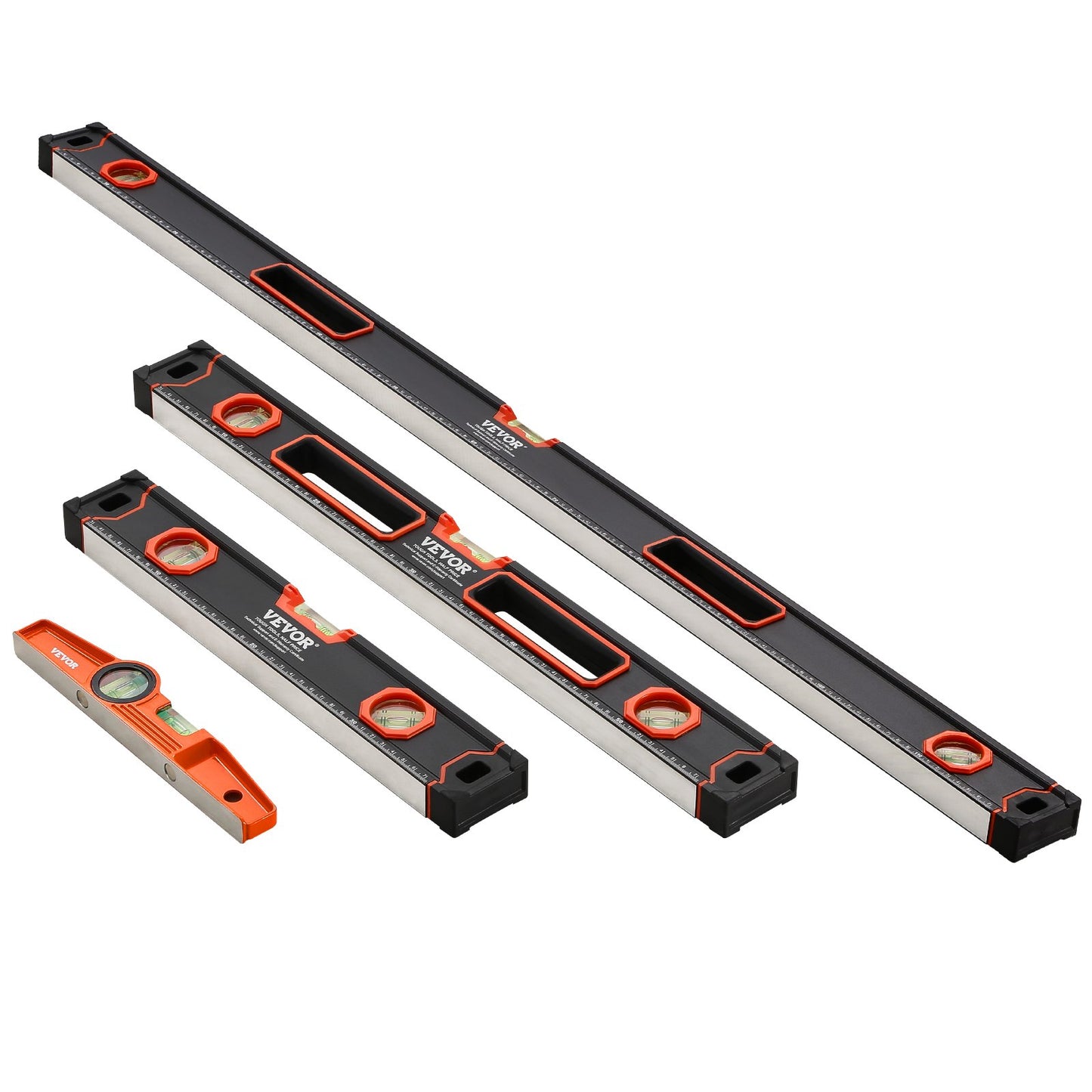 VEVOR 4-Piece Torpedo Level, 48/24/16/10 Inch Box Levels Set,Shock-Proof(Only 10-inch has magnetic),-$40
