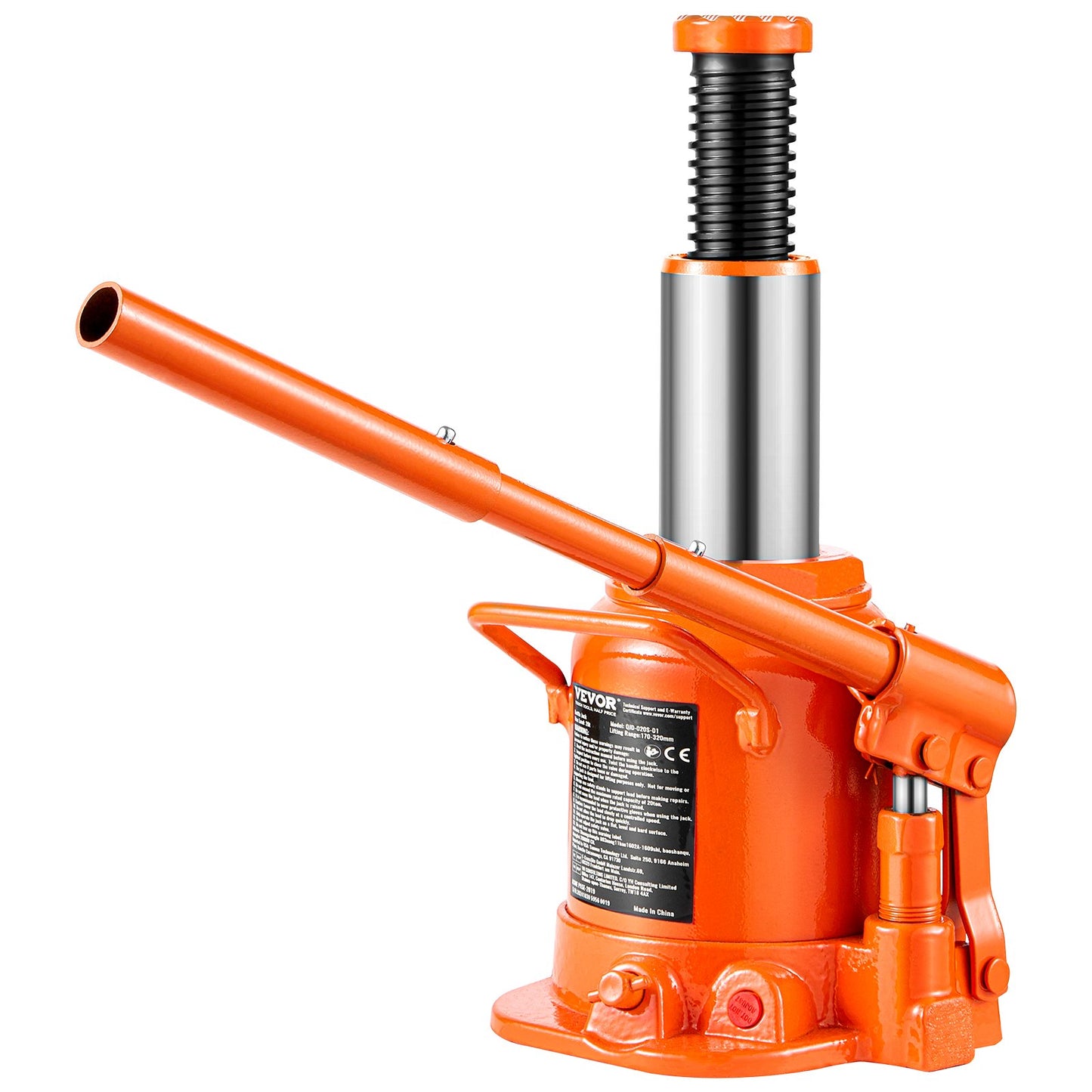 VEVOR Hydraulic Bottle Jack, 20 Ton/44092 lbs Welded Bottle Jack with 6.69''-12.6'' Lifting Range,-$40
