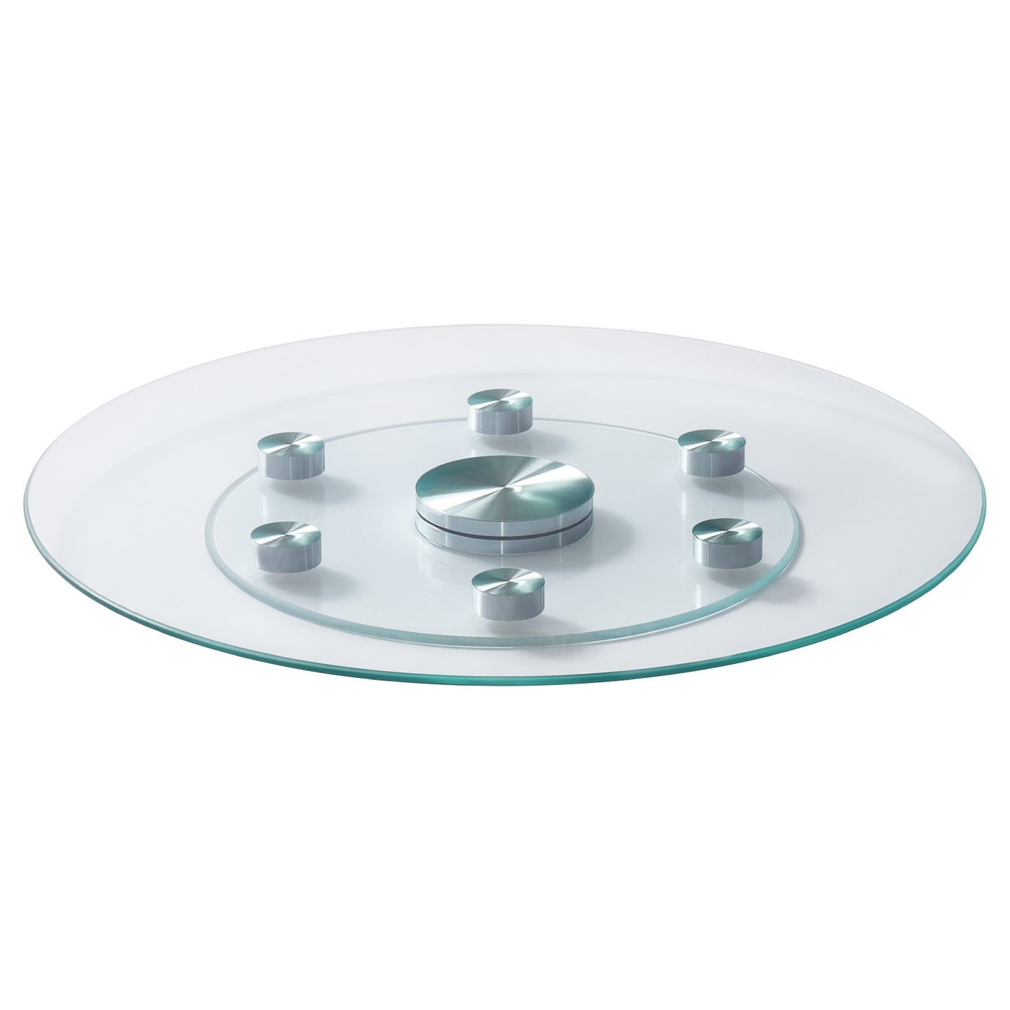 VEVOR 24 in Glass Lazy Susan Turntable, Tempered Glass Dining Table Centerpiece with 6 Rotating Wheels,-$45