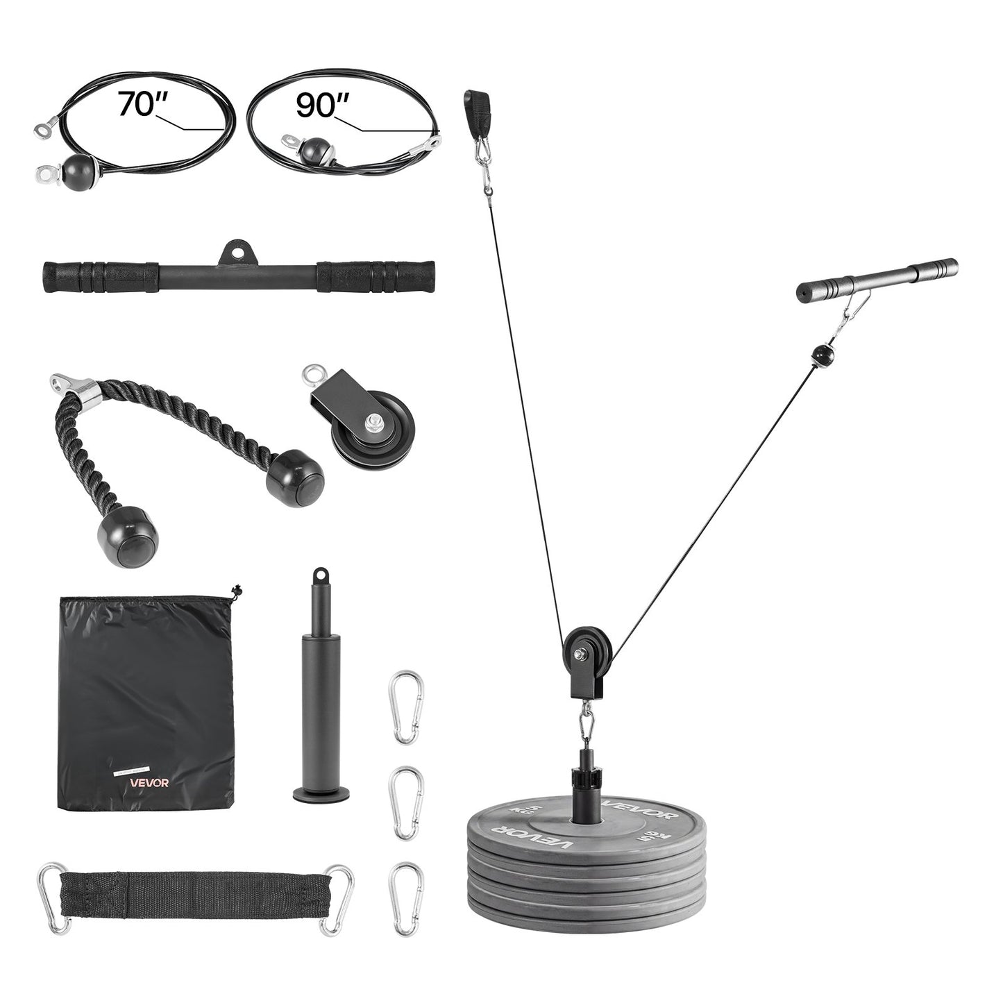 VEVOR Pulley System, 1 PC LAT and Lift Pulley System, Gym Rack Pulleys Attachment w/two Cables, -$25