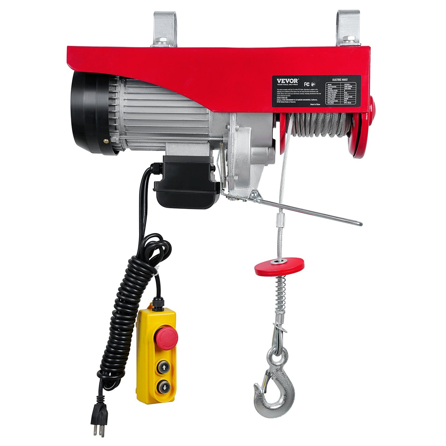 VEVOR Electric Hoist, 2200 lbs Lifting Capacity, 1600W 110V Electric Steel Wire Winch w/ 14ft Wired Remote,-$140