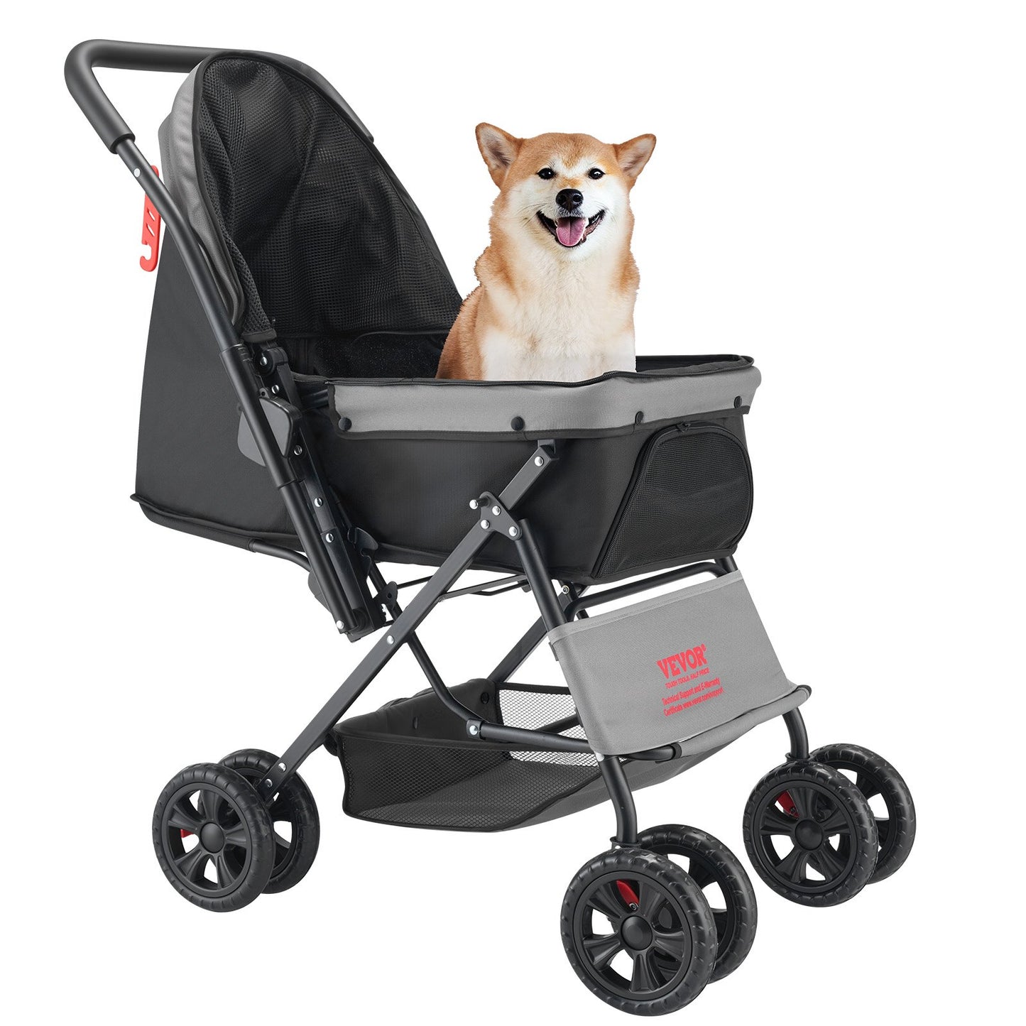 VEVOR Pet Stroller, 44 lbs Weight Capacity, Foldable Dog Stroller Cart, 4 Wheels with Mesh Windows,-$70