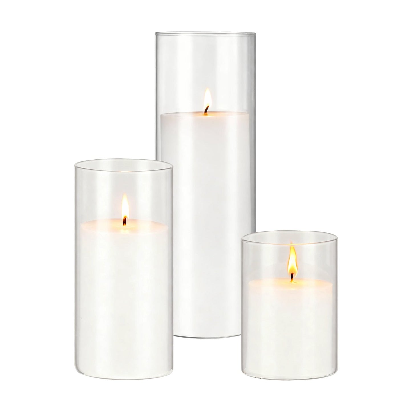 OPen Box(Used)VEVOR Pillar Candles and Glass Vases Set 36 Pcs, Clear Cylinder Hurricane Candle Holders,-$60