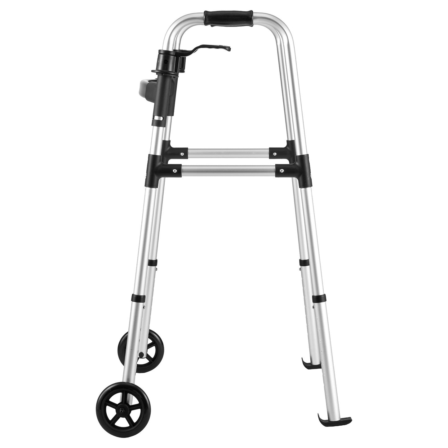 VEVOR Folding Walker, 2-Button Foldable Walker with 5" Wheels & 8-Level Adjustable Height,-$35