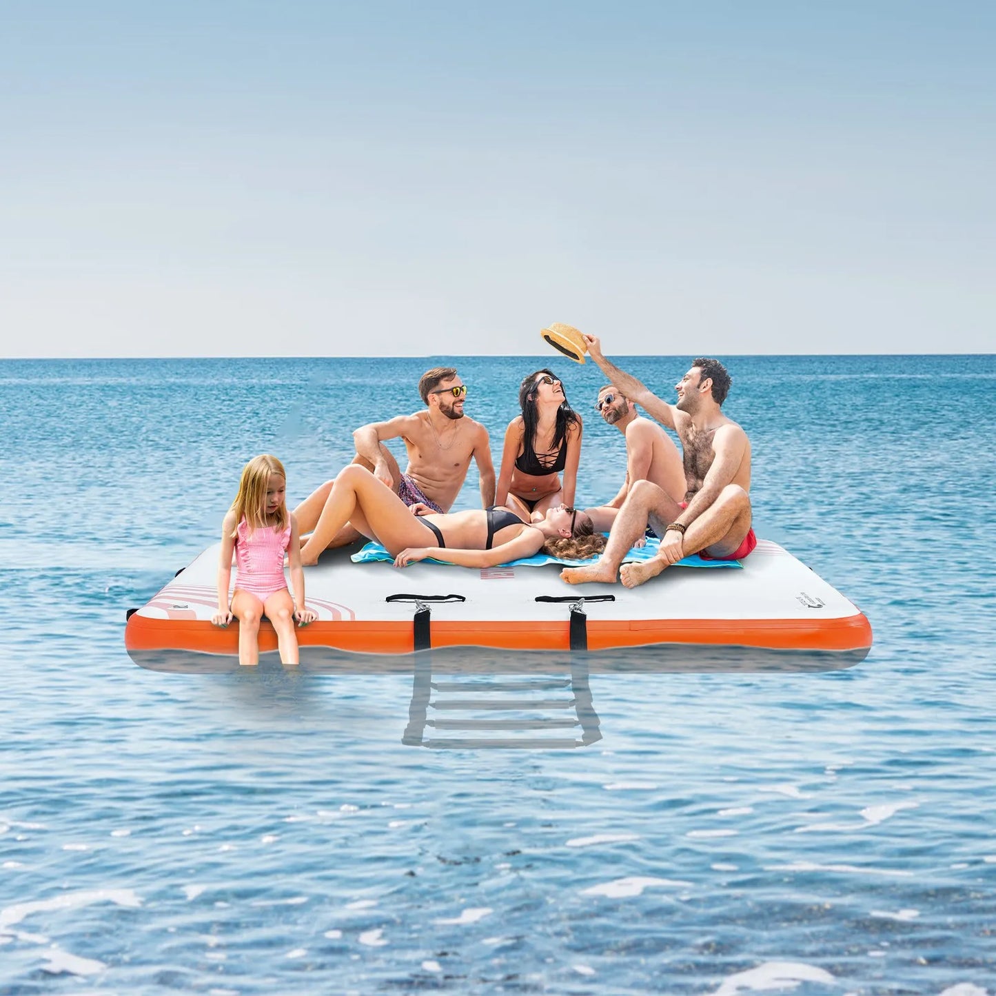 VEVOR Inflatable Floating Dock, 8 x 5FT Inflatable Dock Platform, Non-Slip Water Floating Dock Mat,-$160