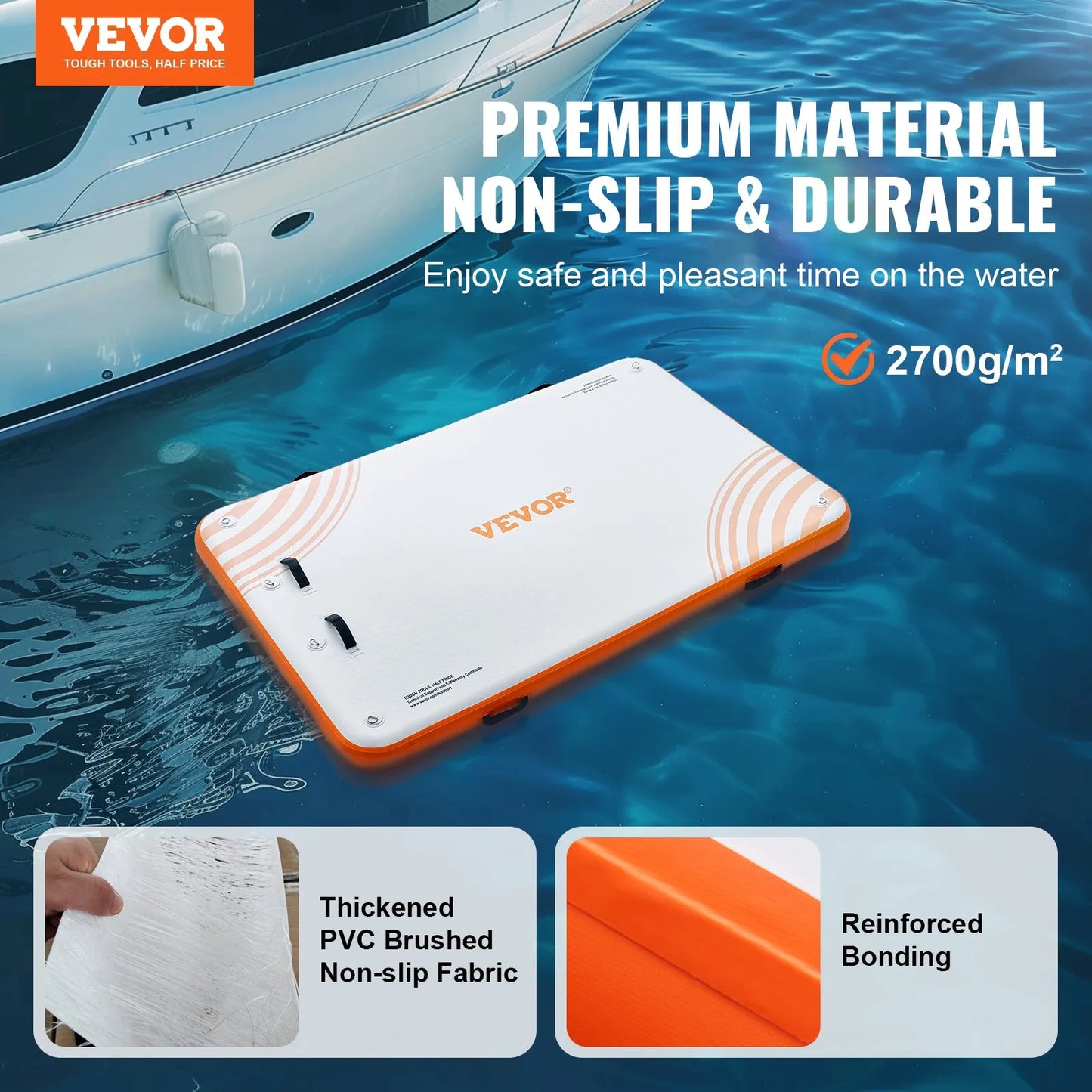 VEVOR Inflatable Floating Dock, 8 x 5FT Inflatable Dock Platform, Non-Slip Water Floating Dock Mat,-$160