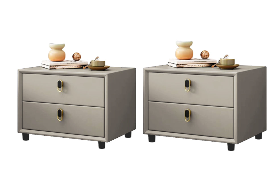 BNIB-Modern Nightstand with 2 Drawers, PU Leather Upholstered Bedside End Tables, $100 for 2pcs