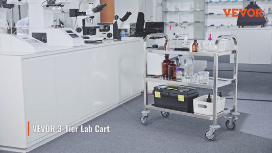 BNIB-VEVOR Cart, 2-Layer Stainless Steel Cart 220 lbs Weight Capacity, Lab Utility Cart W/ 360°Silent Wheels