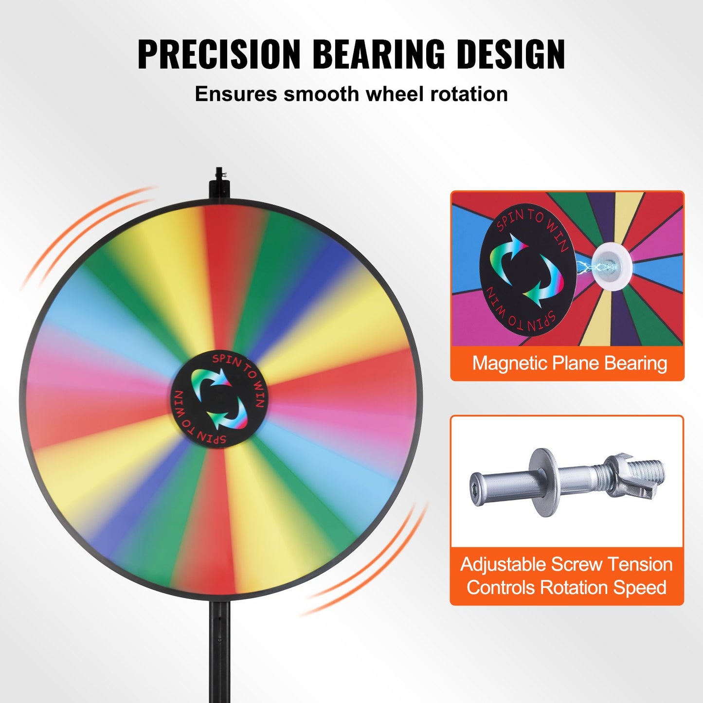 VEVOR 36 inch Spinning Prize Wheel, 18 Slots Spinning Wheel, Roulette Wheel with a Dry Erase and 2 Markers