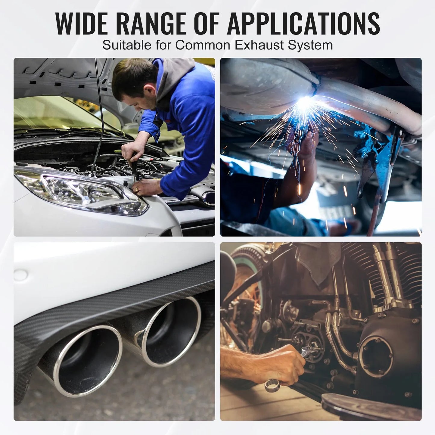 VEVOR Exhaust Kit, 16pcs, DIY Universal Galvanized Steel Exhaust Kit with Slip-Fit Joint & Large Exhaust Tube