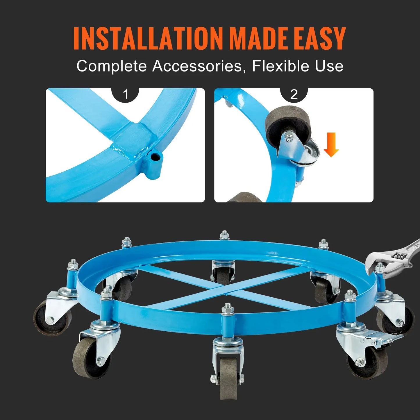 VEVOR 55 Gallon Heavy Duty Drum Dolly, 2000lbs Load Capacity, Barrel Dolly Cart Drum Caddy,-$70