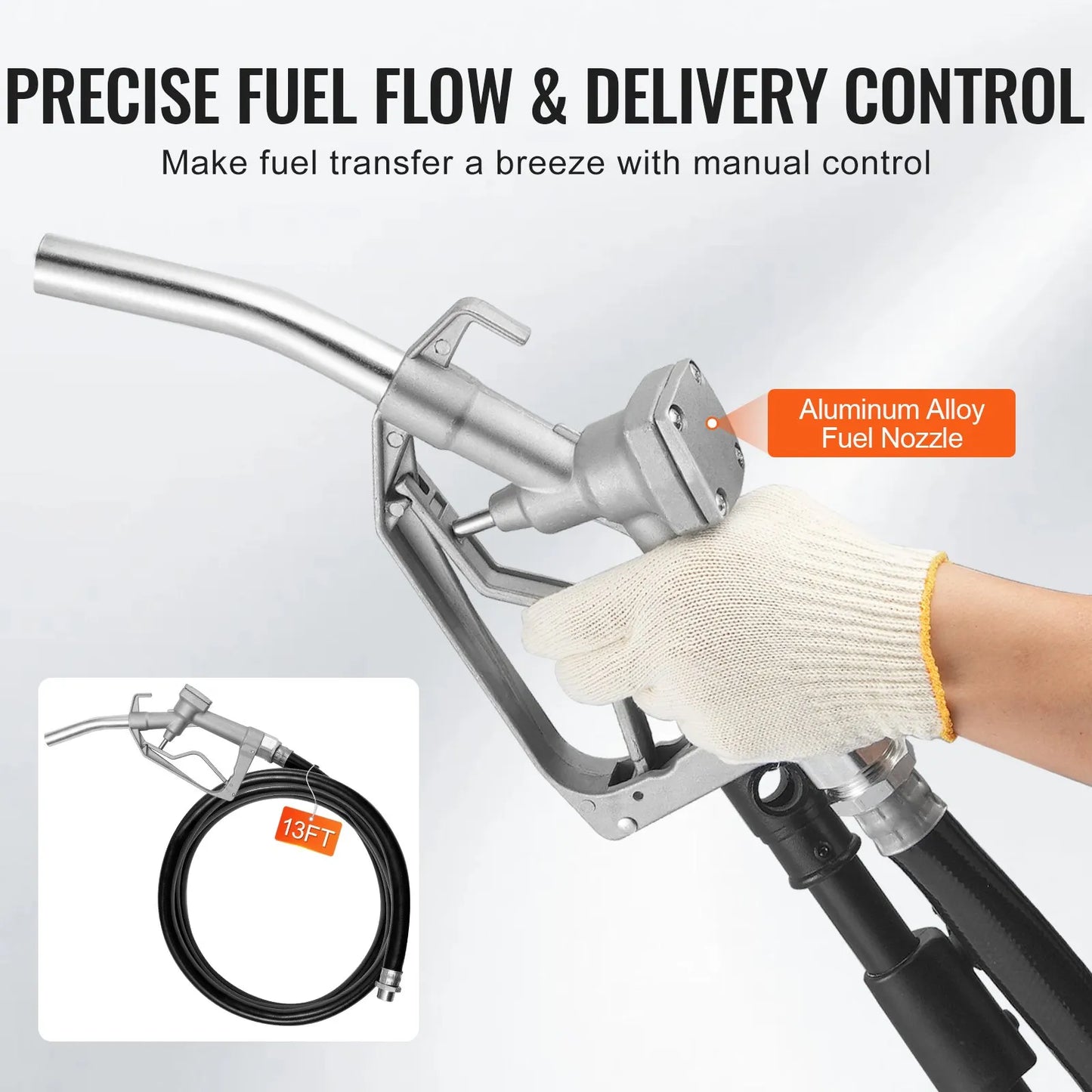 VEVOR Fuel Transfer Pump, 12V DC 15 GPM 1/5 HP, Gear-Type Electric Diesel Transfer Pump