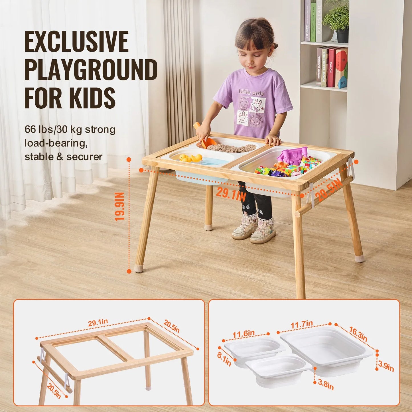 VEVOR Sensory Table for Toddlers, Kids Activity Table with 3 Foldable Storage Bins & Paper Roll Holder,-$50