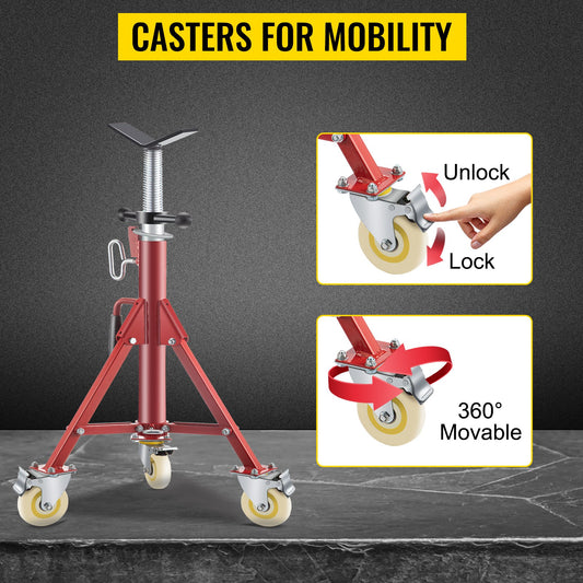VEVOR Pipe Stand, Pipe Jack Stand, V Head Pipe Stand Adjustable Height 28-52 Inch, with Casters,-$70